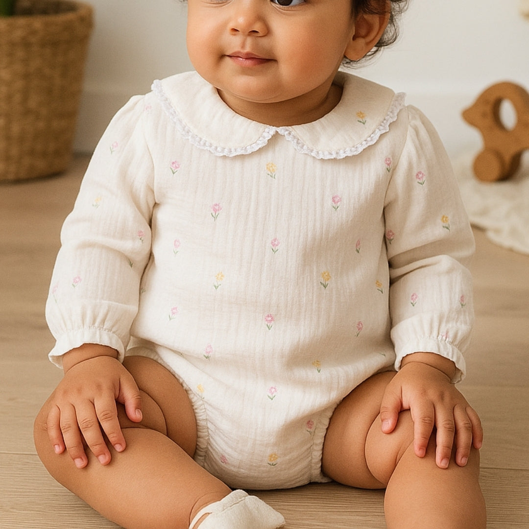 Softner Washed Cotton Muslin Woven Onesie - Breathable