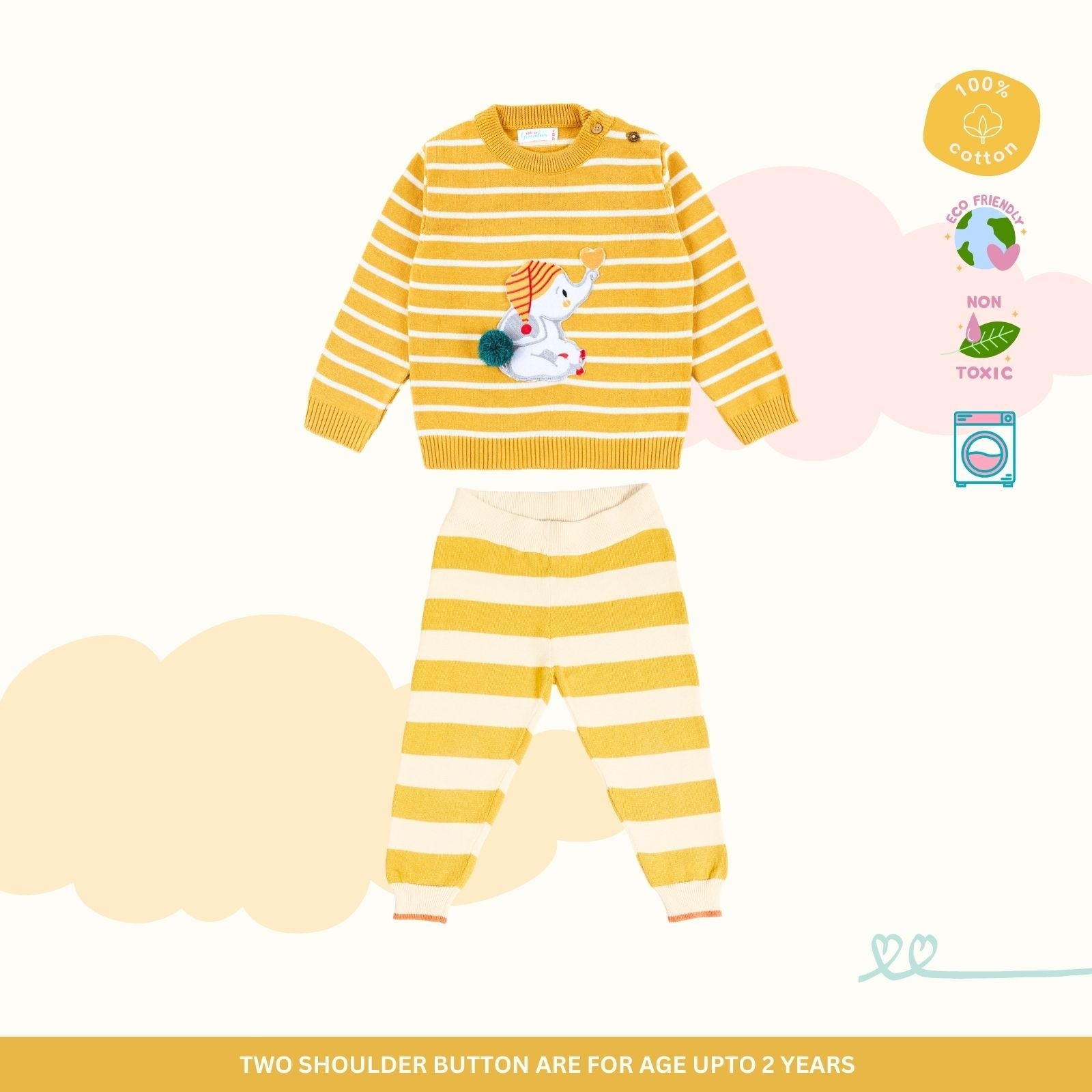 100% Cotton Greek Blue Cheerful Dog Sweater with Lower Set of 2