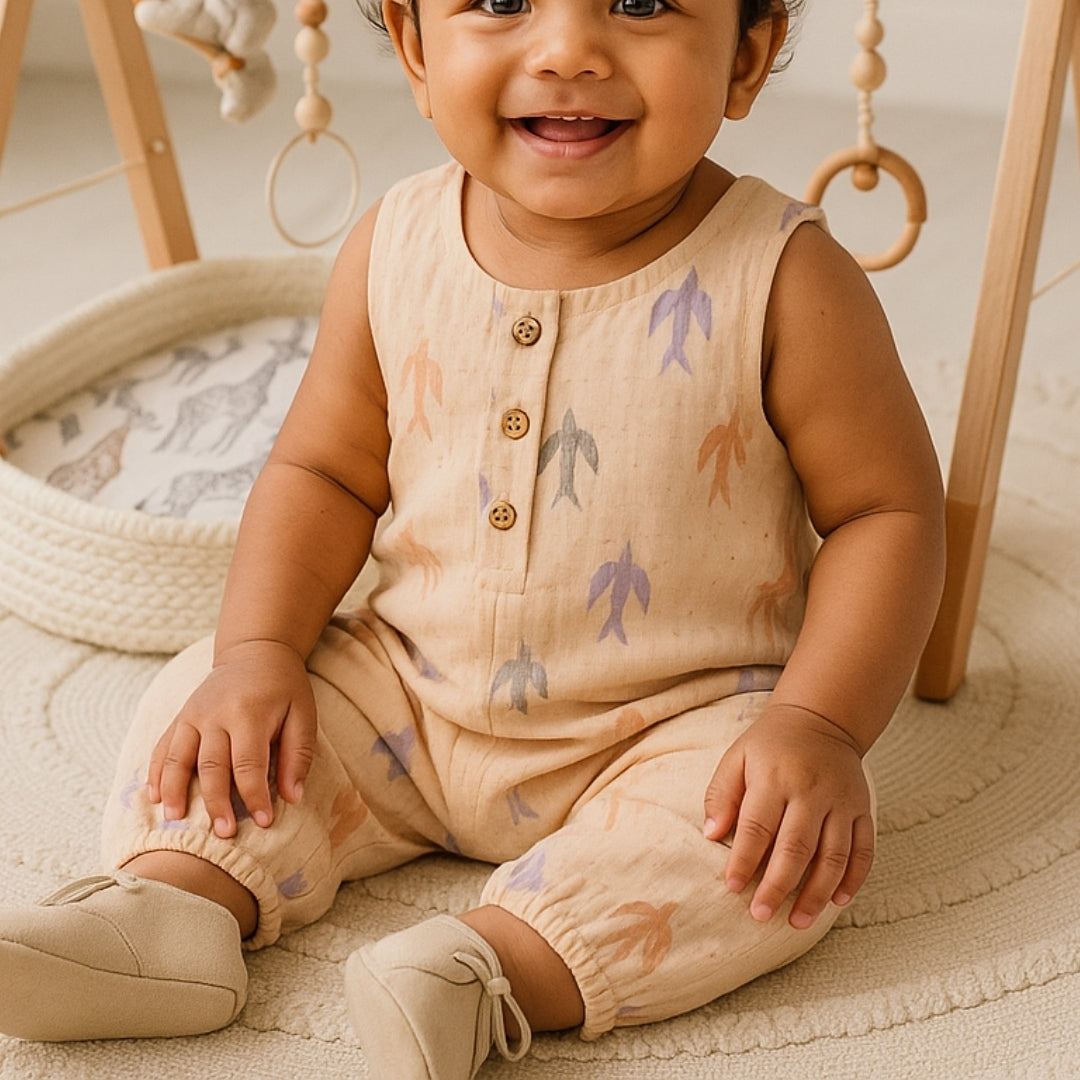 Newborn Unisex Romper in 100% Eco Cotton –Prewashed &  Easy Snap Closure