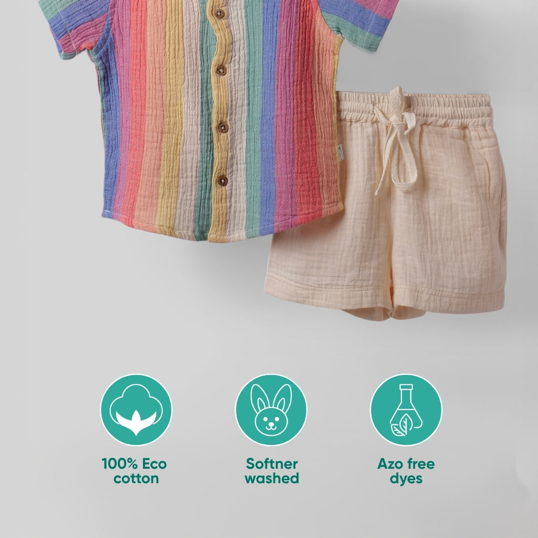 Baby Muslin Shirt & Shorts Set – 100% Eco Cotton, Prewashed