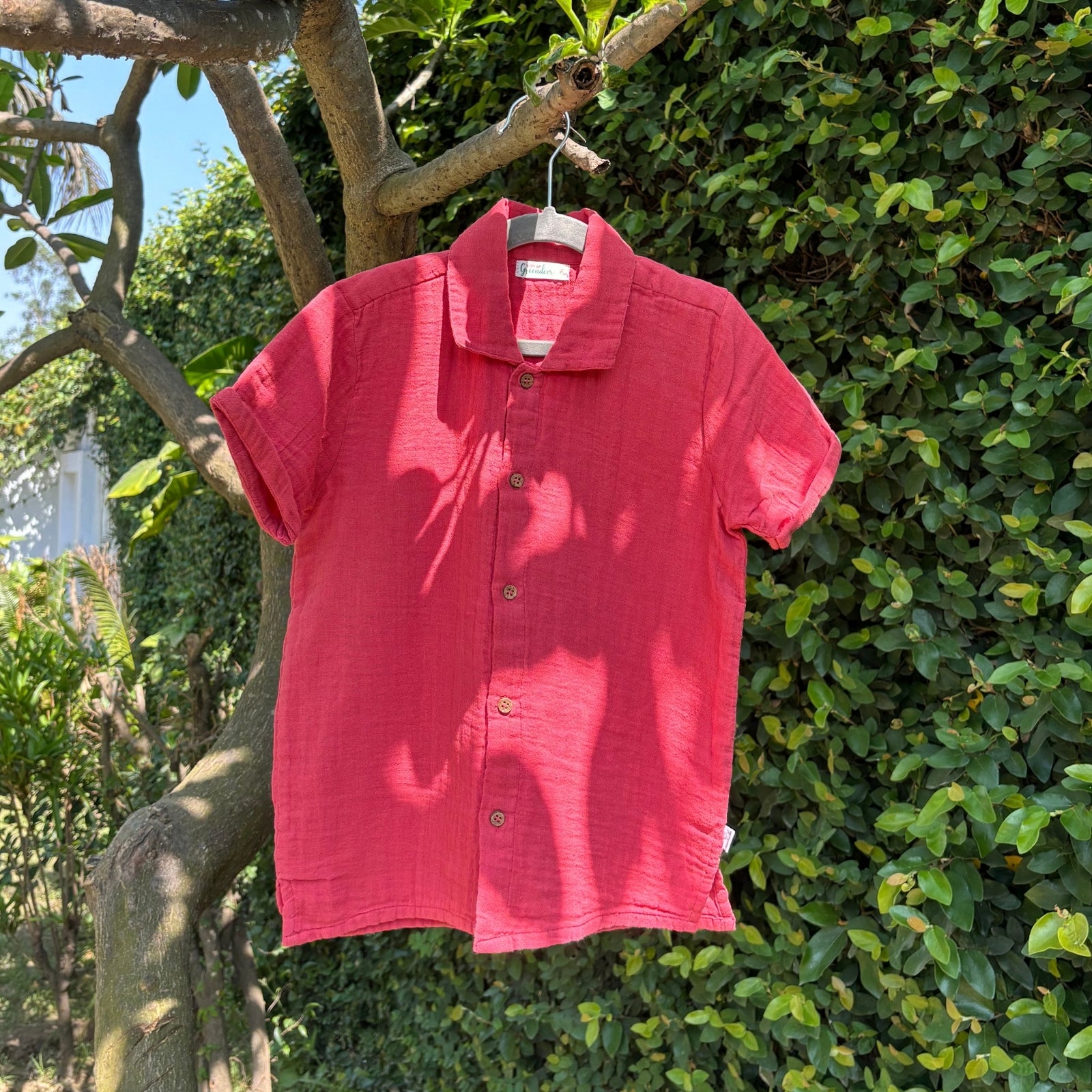 100% Cotton Resort Collar Shirt Nobel Red