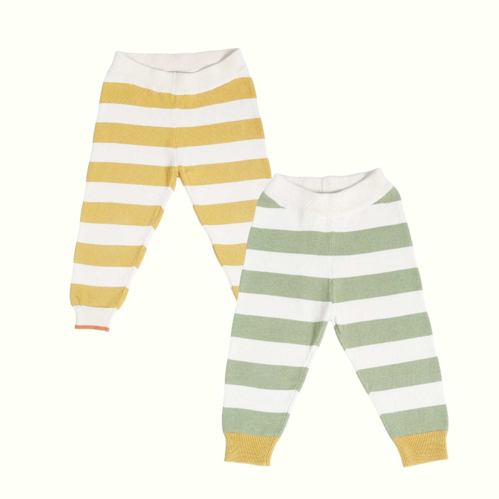 Greendeer Yellow Stripe & Red Pine Tree 100% Cotton Lower Set of 2