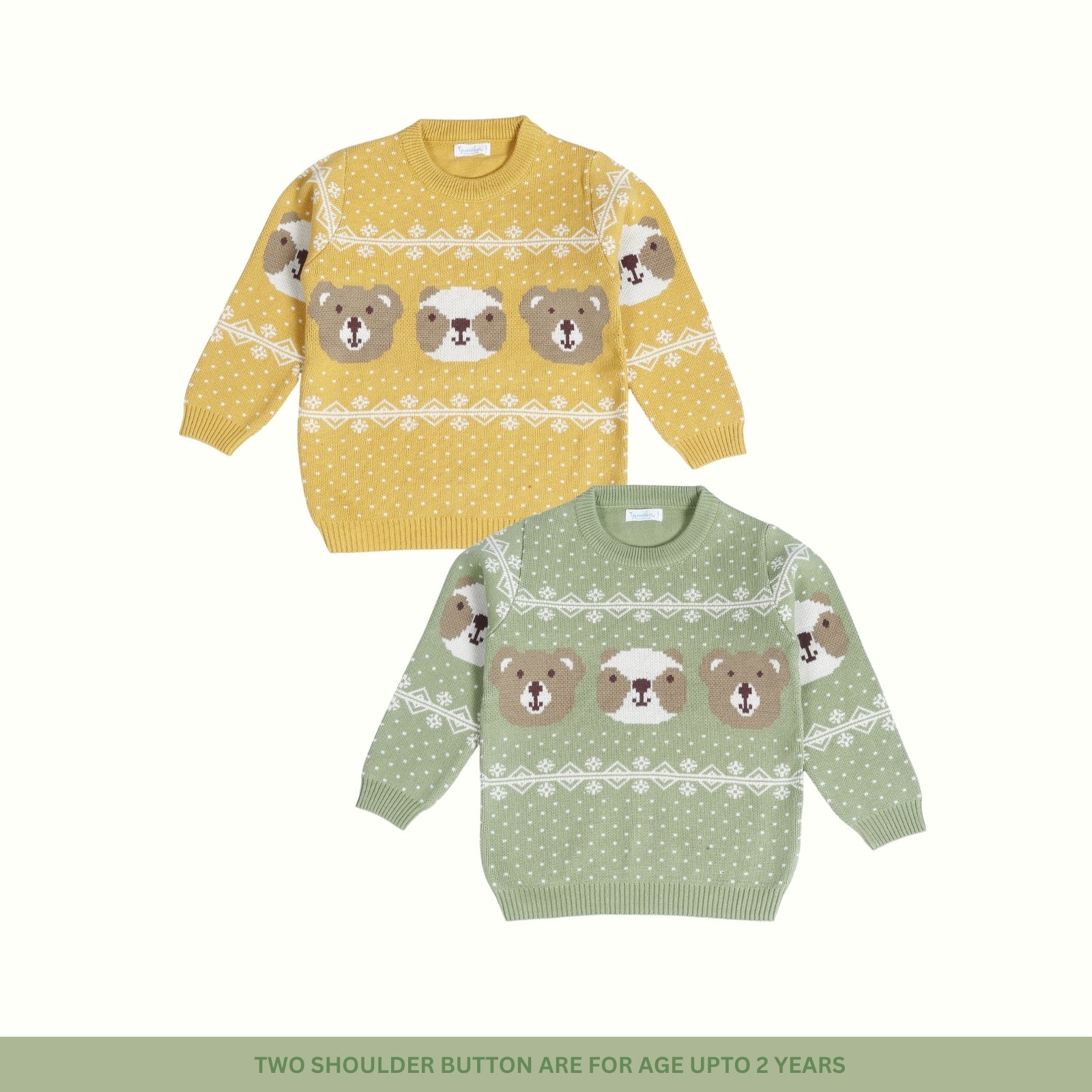 Greendeer Enchanting Bear Jacquard 100% Cotton Sweater Set of 2