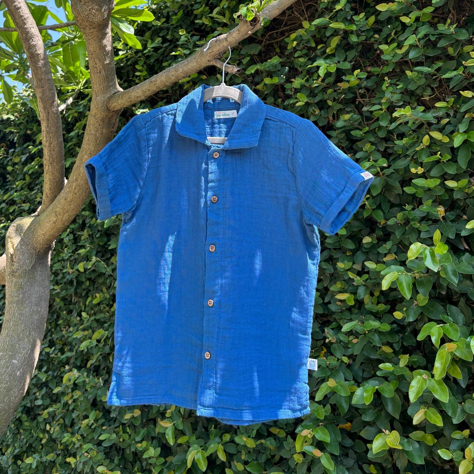 100% Cotton Resort Collar Shirt Greek Weed