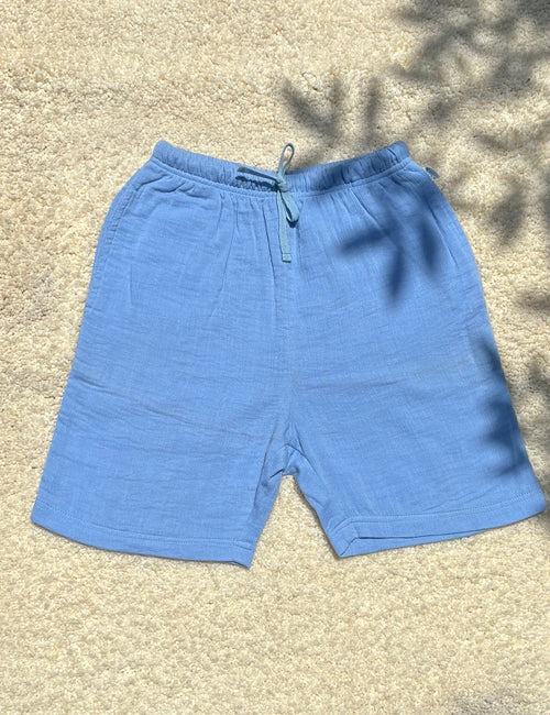 100% Cotton Resort Shorts Cool Blue
