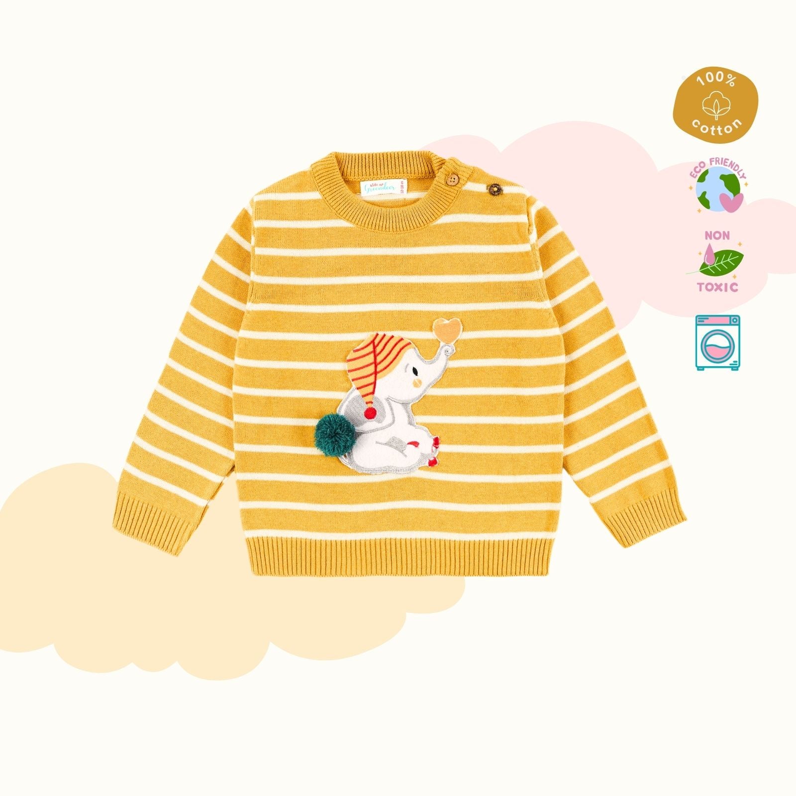 Kids of Greendeer 100% Cotton Dreamy Ele Sweater - Mustard