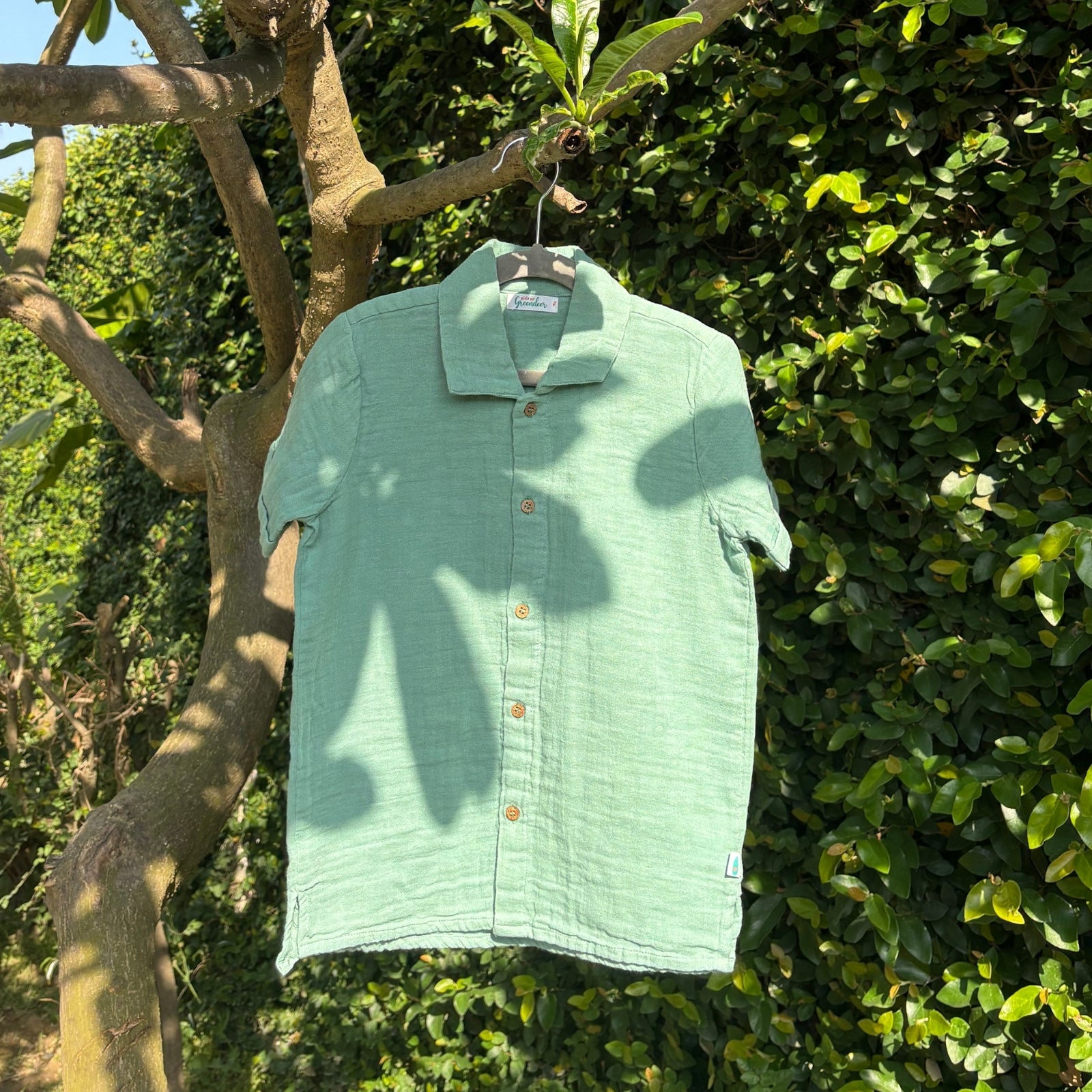 100% Cotton Resort Collar Shirt Sea Weed