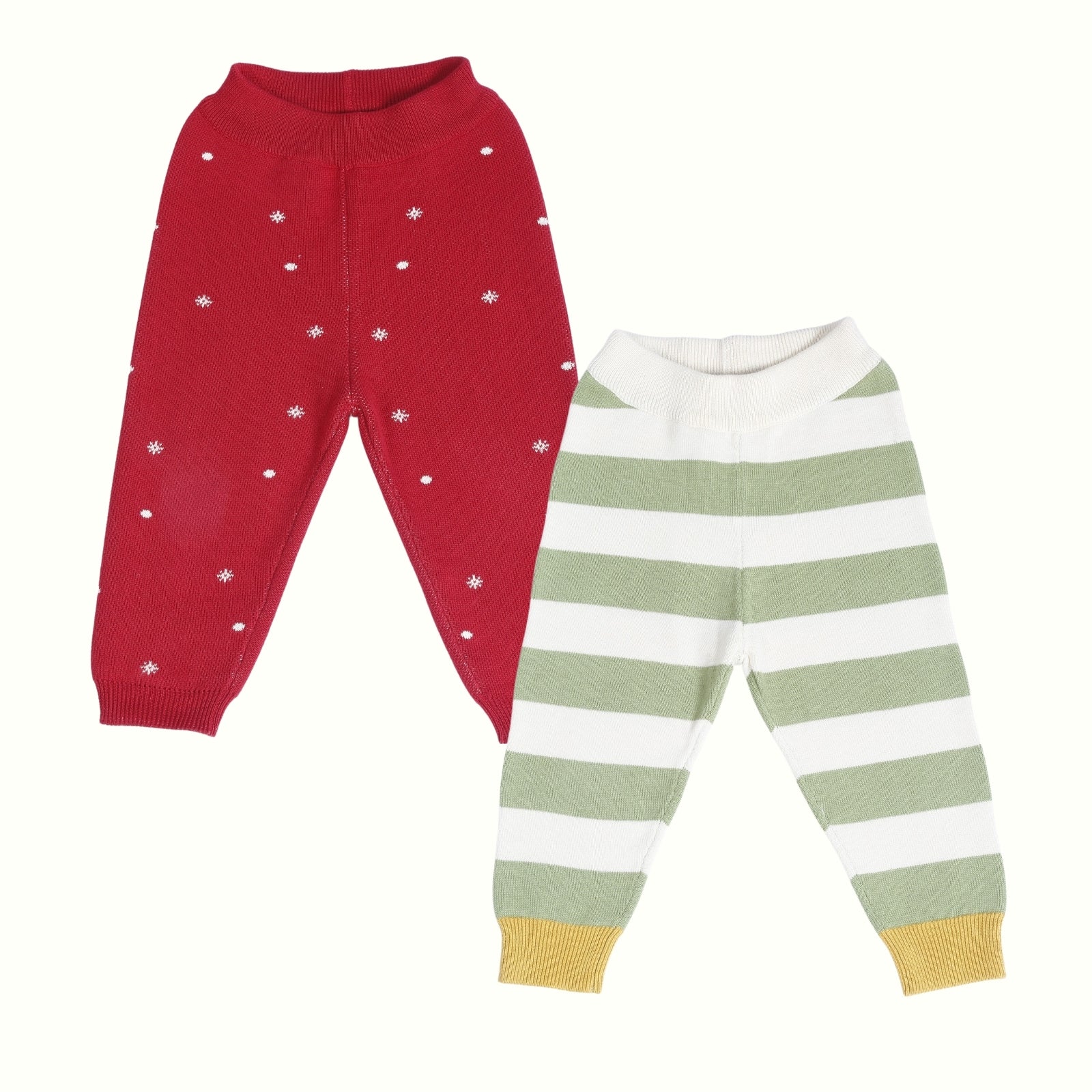 Greendeer Green Stripe & Red Pine Tree 100% Cotton Lower Set of 2