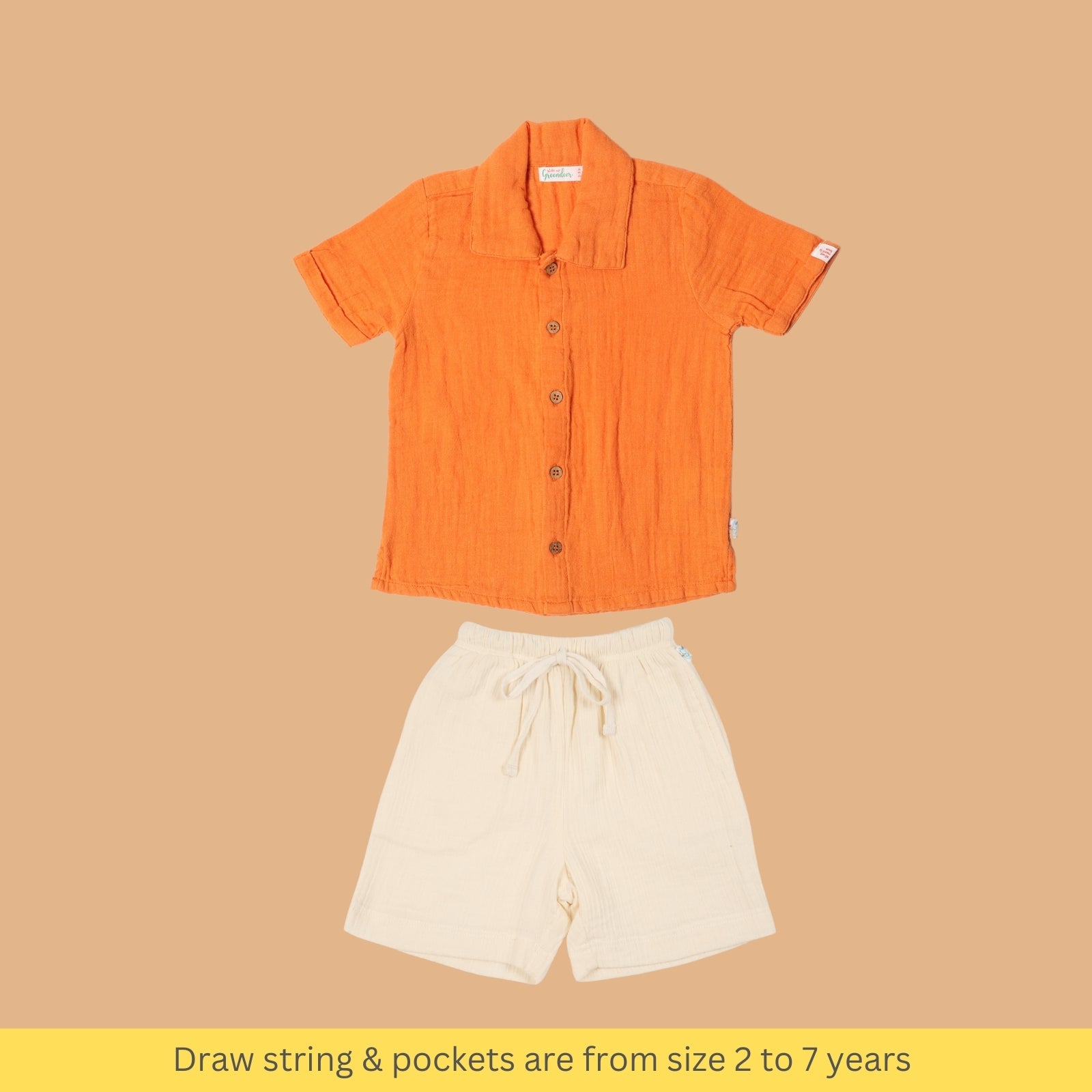 Resort Collar Shirt with Resort Short Orange & White