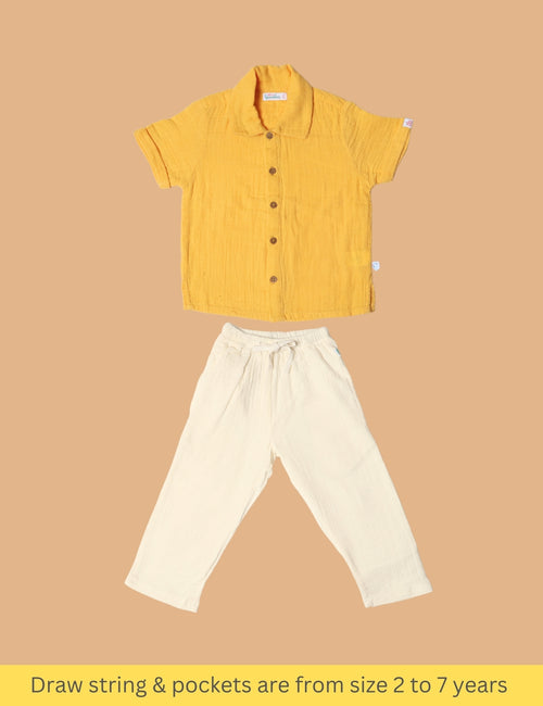 Resort Collar Shirt with Resort Pant Yellow & White