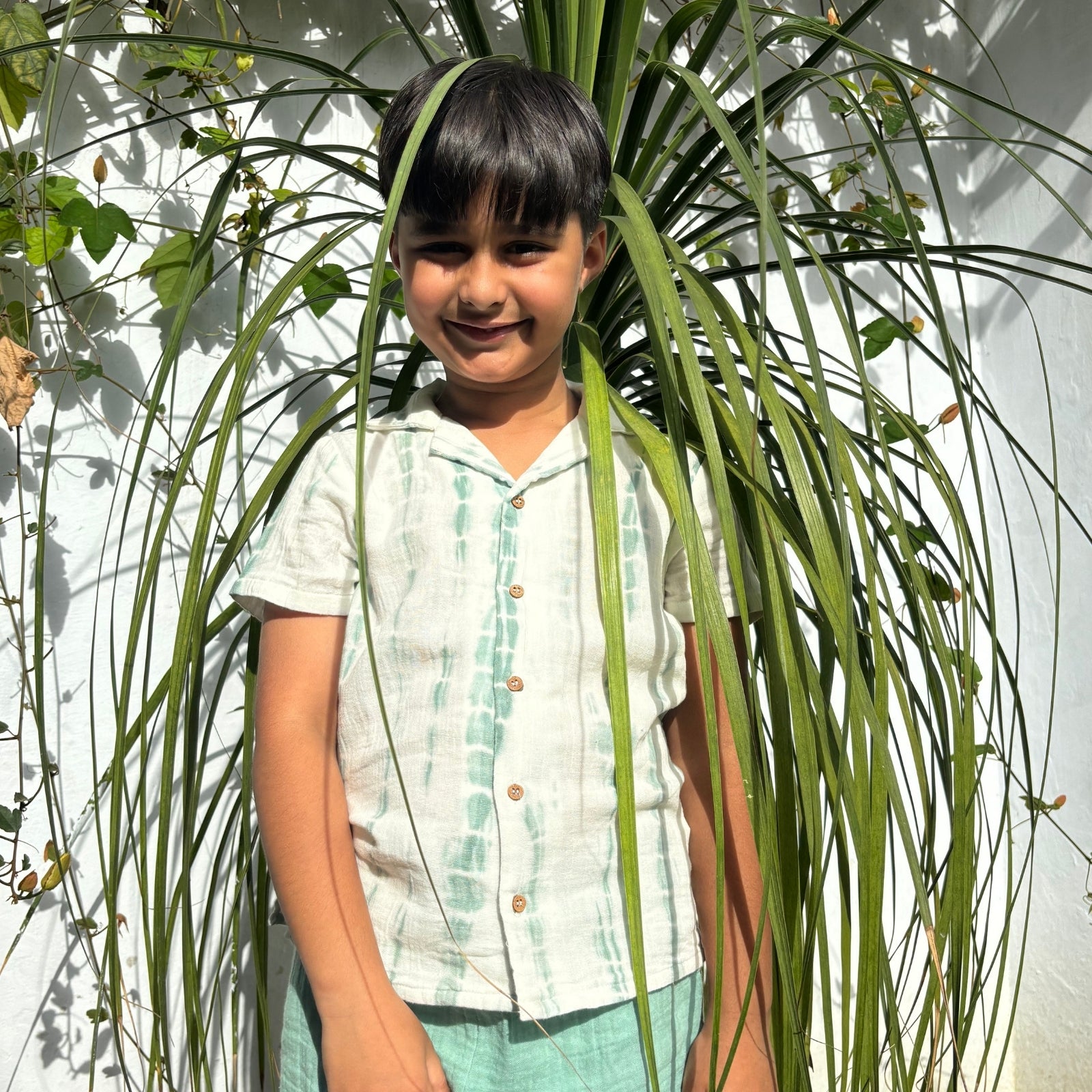 Kids of Greendeer 100% Cotton Resort Collar Shirt Sea Weed