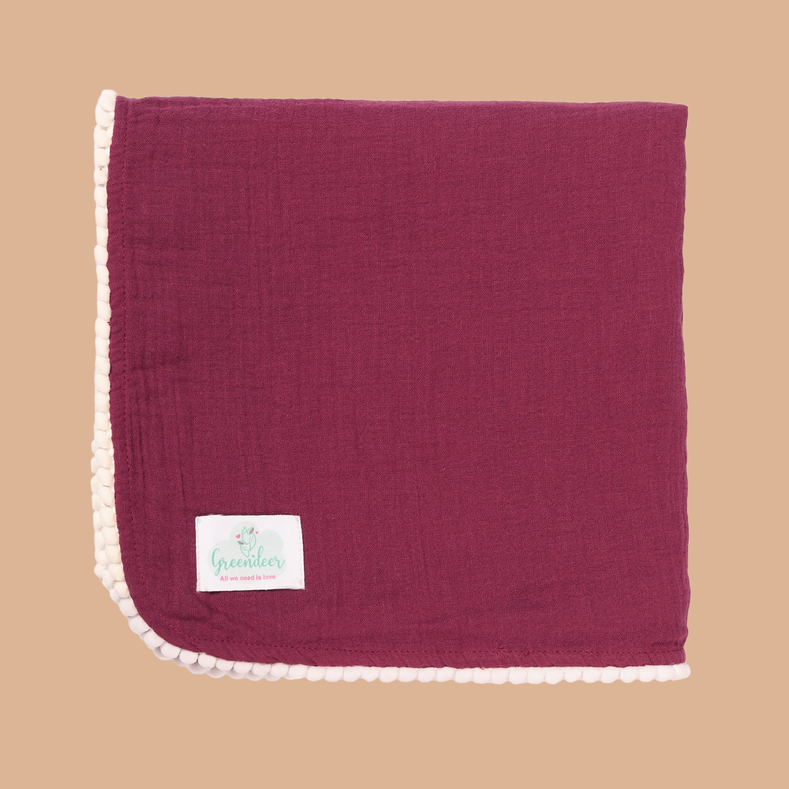 Greendeer 100% Crinkle Cotton Burgundy Swaddle Cloth