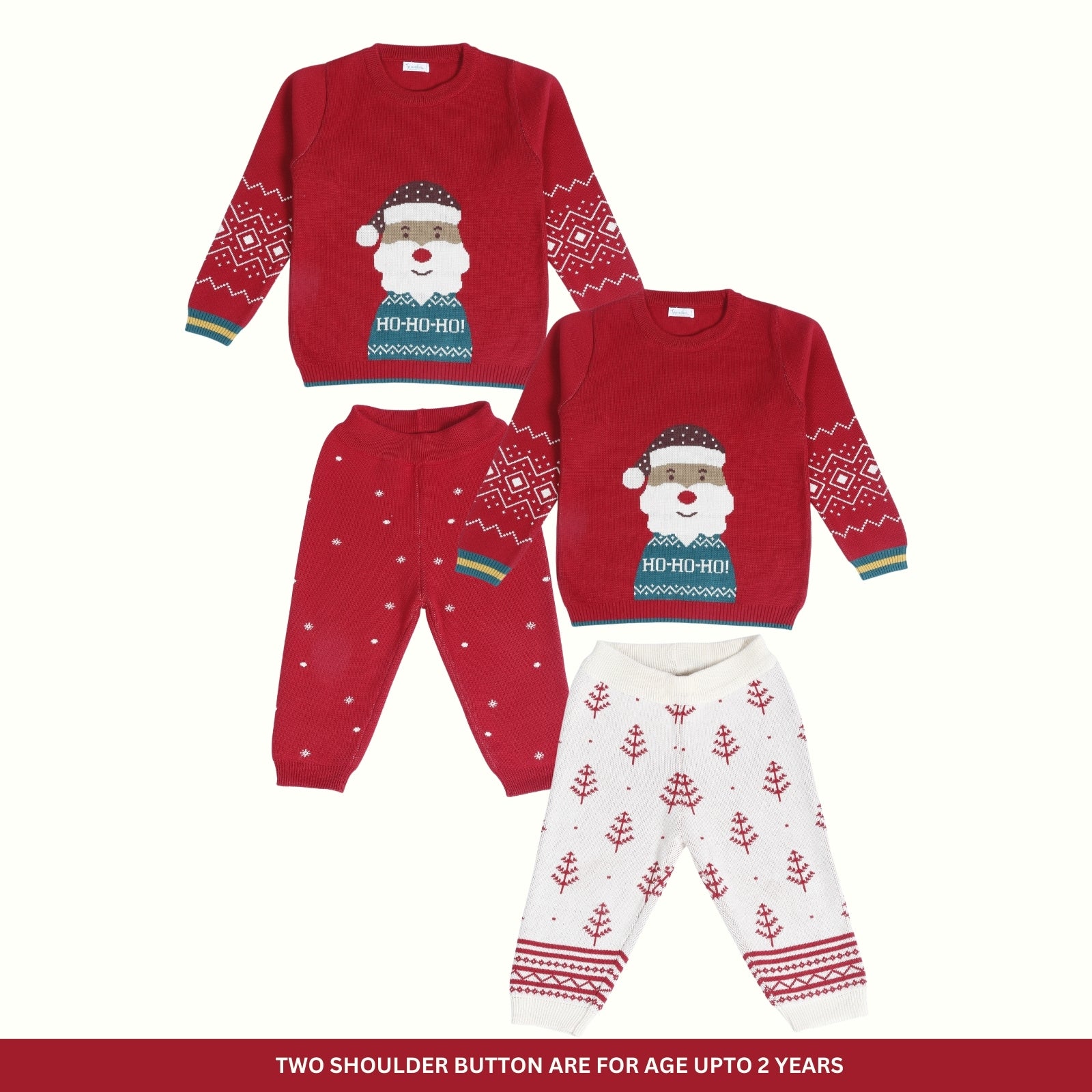 Greendeer Santa Jacquard 100% Cotton Sweater with Lower Set of 4