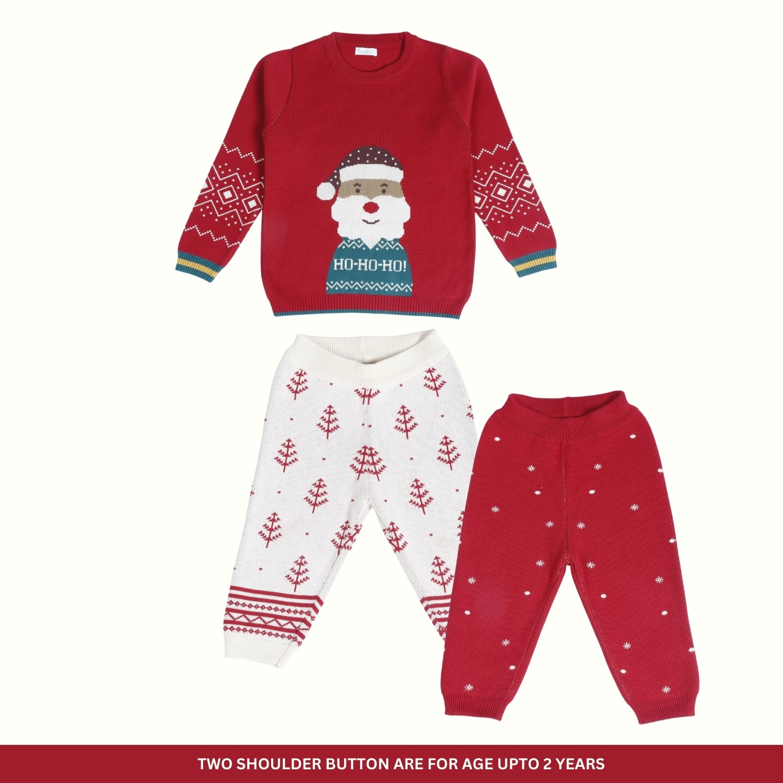 Greendeer Santa Jacquard 100% Cotton Sweater with Lower Set of 3