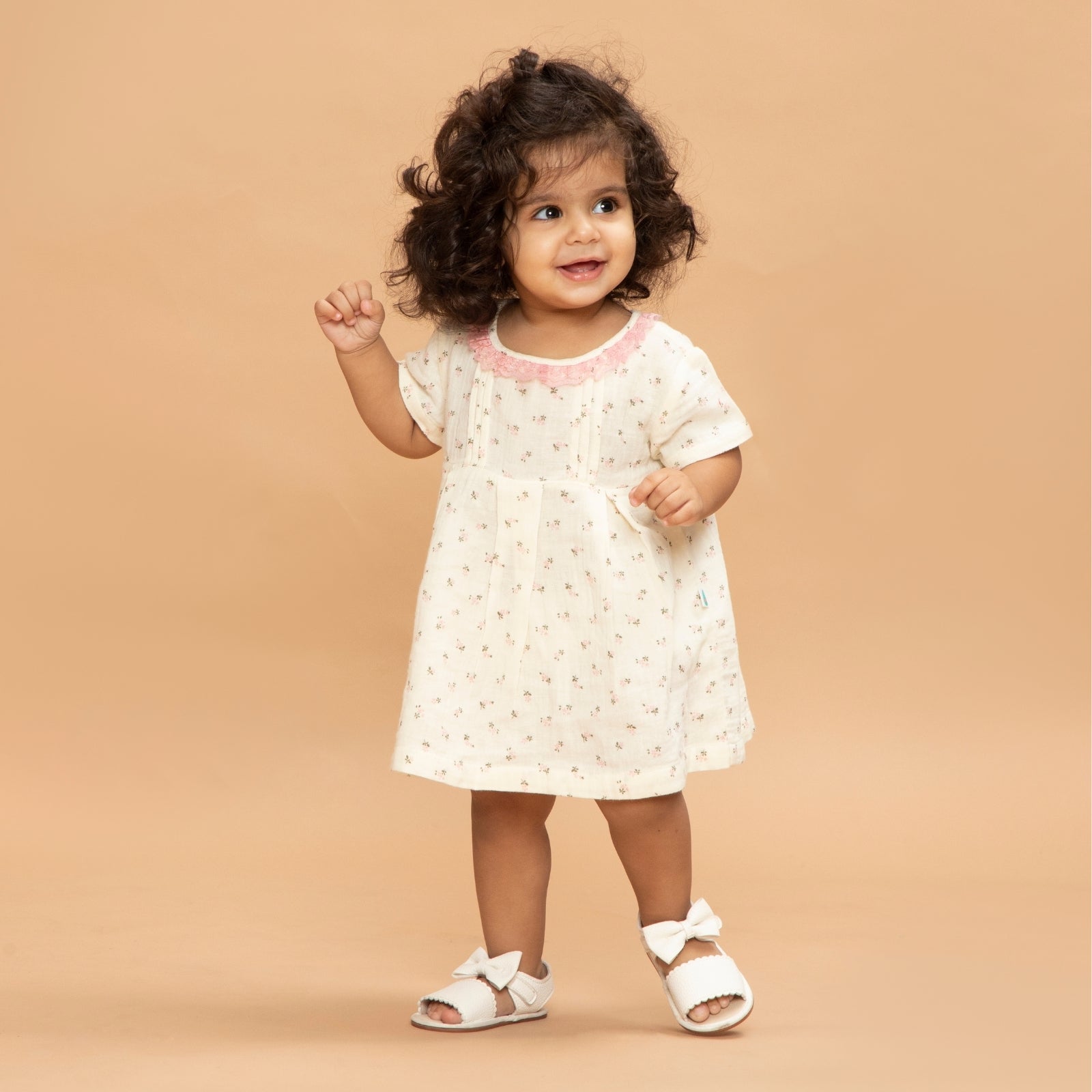 Greendeer Floral Pleated Cotton Frock with Bloomer