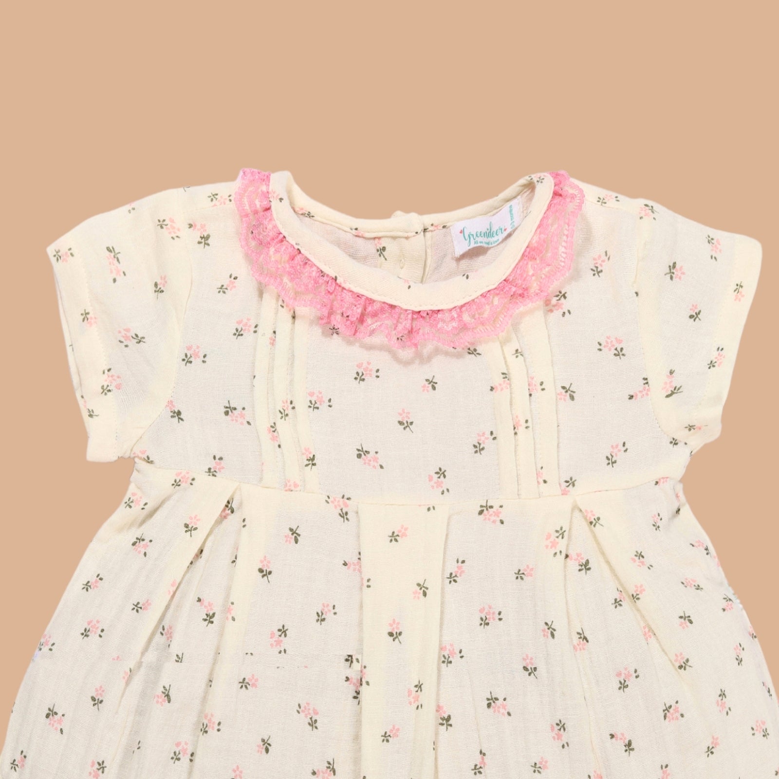 Greendeer Floral Pleated Cotton Frock with Bloomer