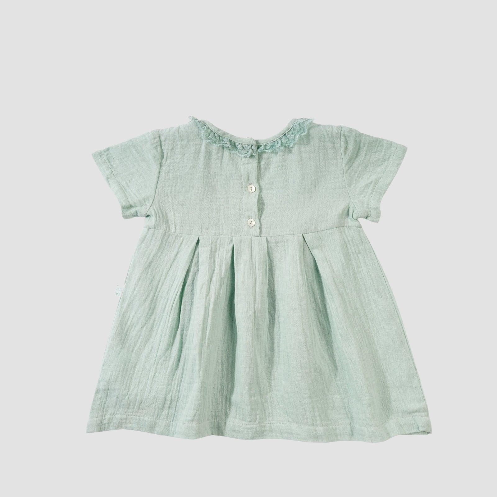 Greendeer Mint Pleated Cotton Frock with Bloomer