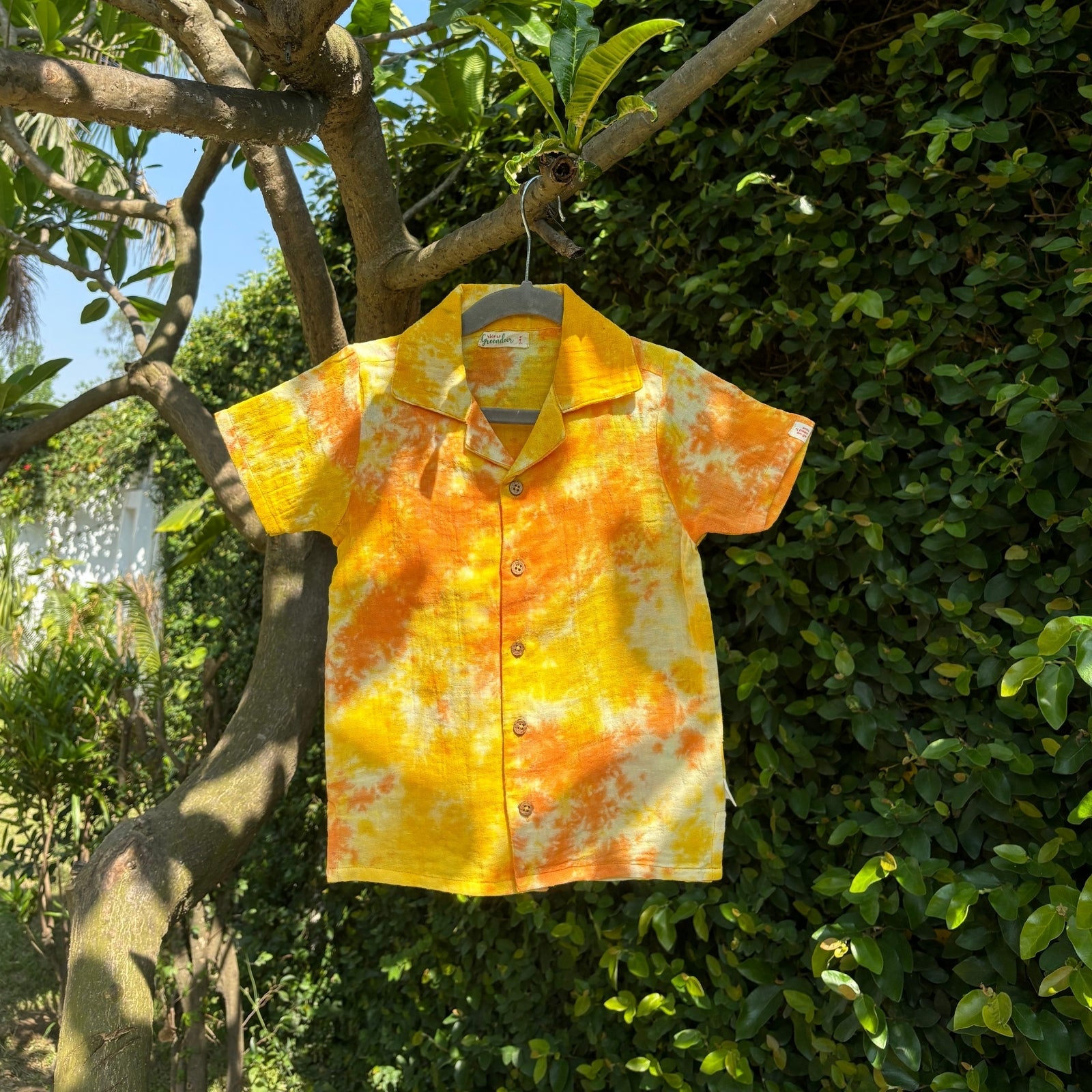 100% Cotton Resort Collar Shirt Yellow & Orange