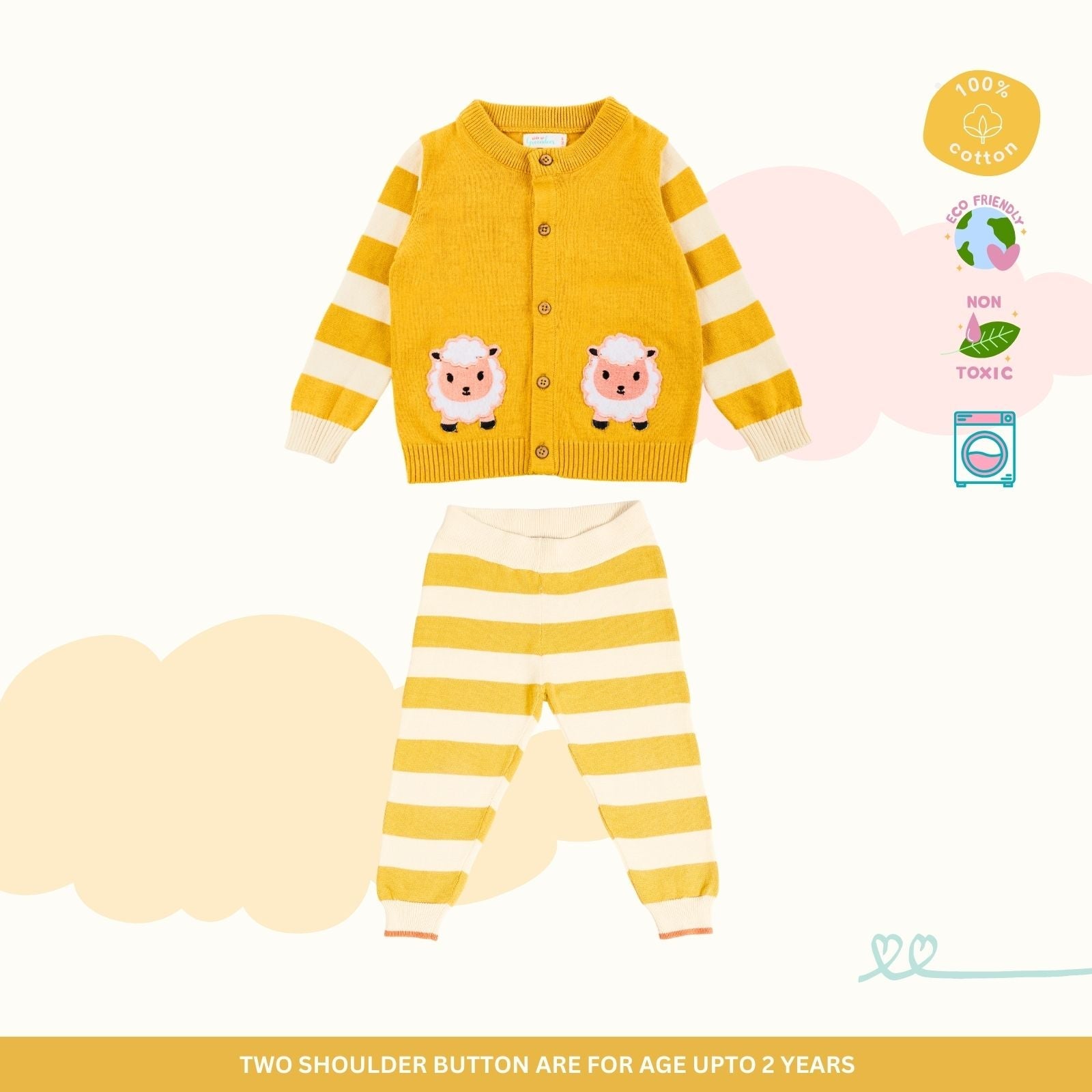 100% Cotton Snuggly Sweater - Mustard with Lower Set of 2