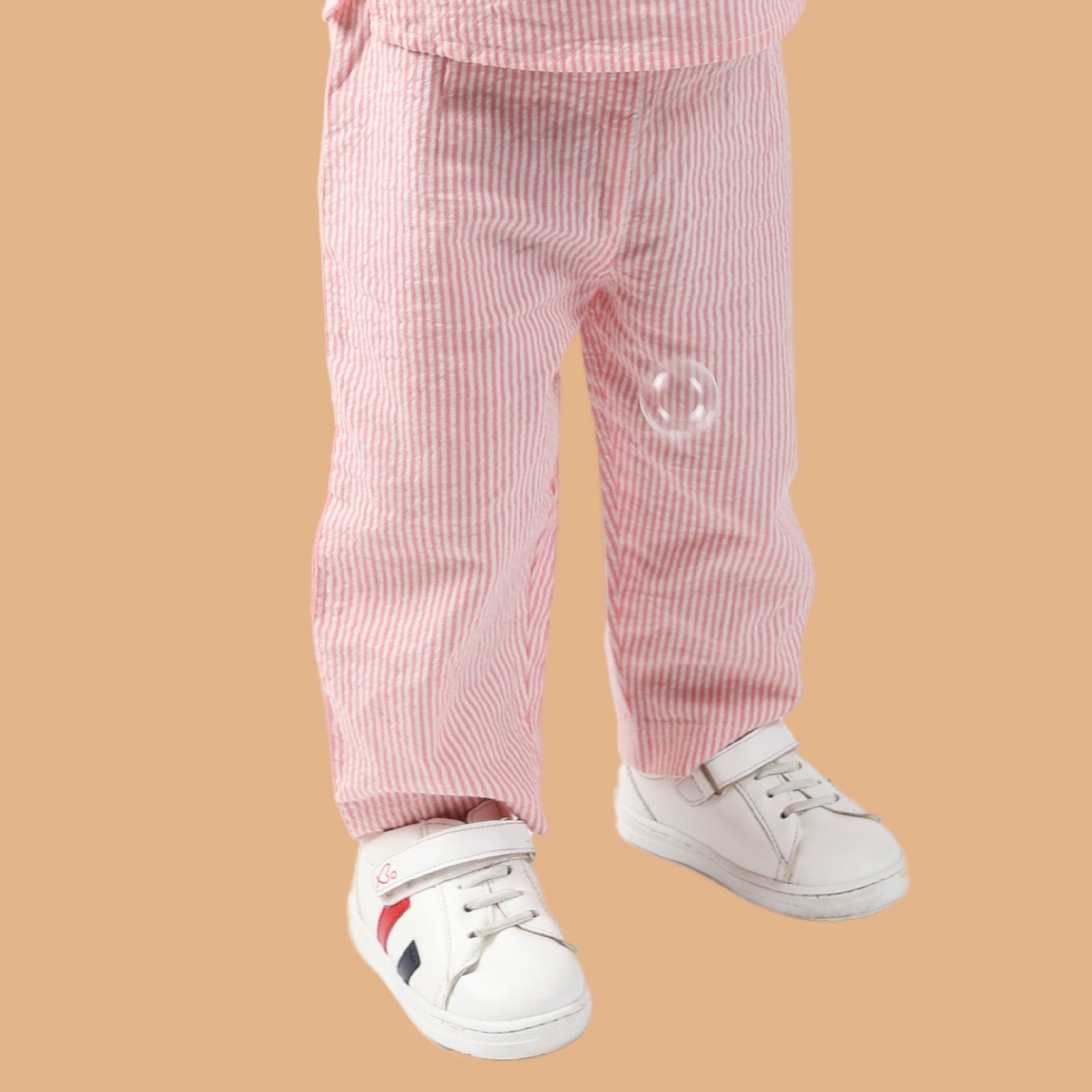 Kids of Greendeer 100% Cotton Resort Pant Pink & White