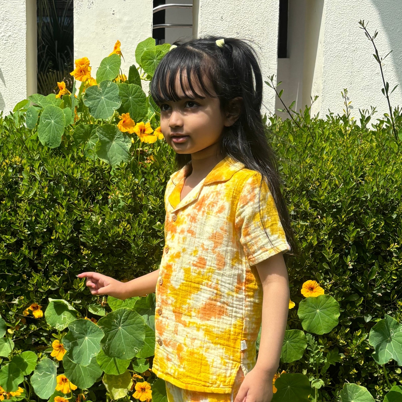 Kids of Greendeer 100% Cotton Resort Collar Shirt Yellow & Orange