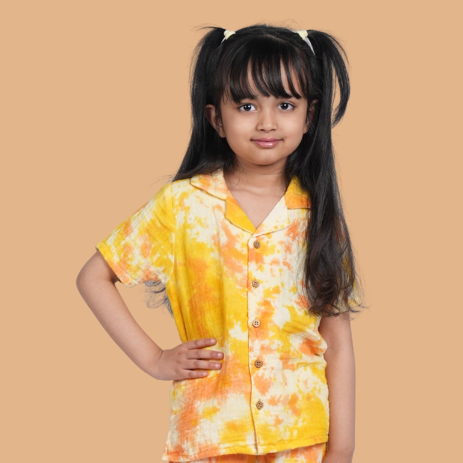 100% Cotton Resort Collar Shirt Yellow & Orange