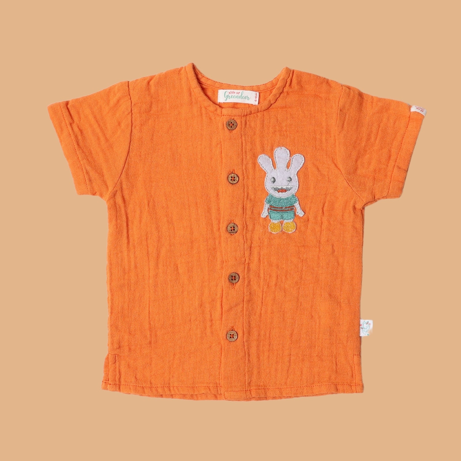 Front Open 100% Cotton Resort Shirt Orange