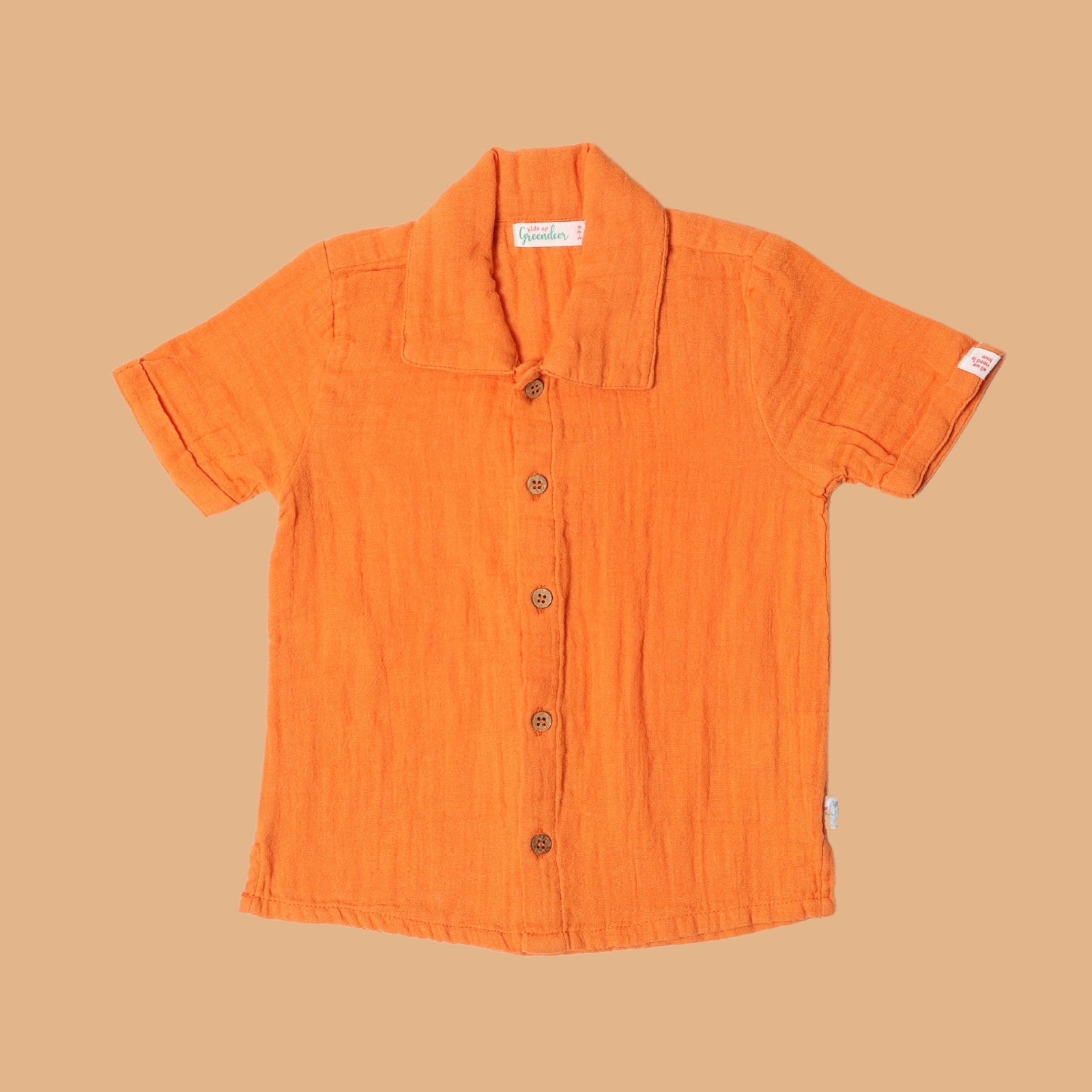 100% Cotton Resort Collar Shirt Orange