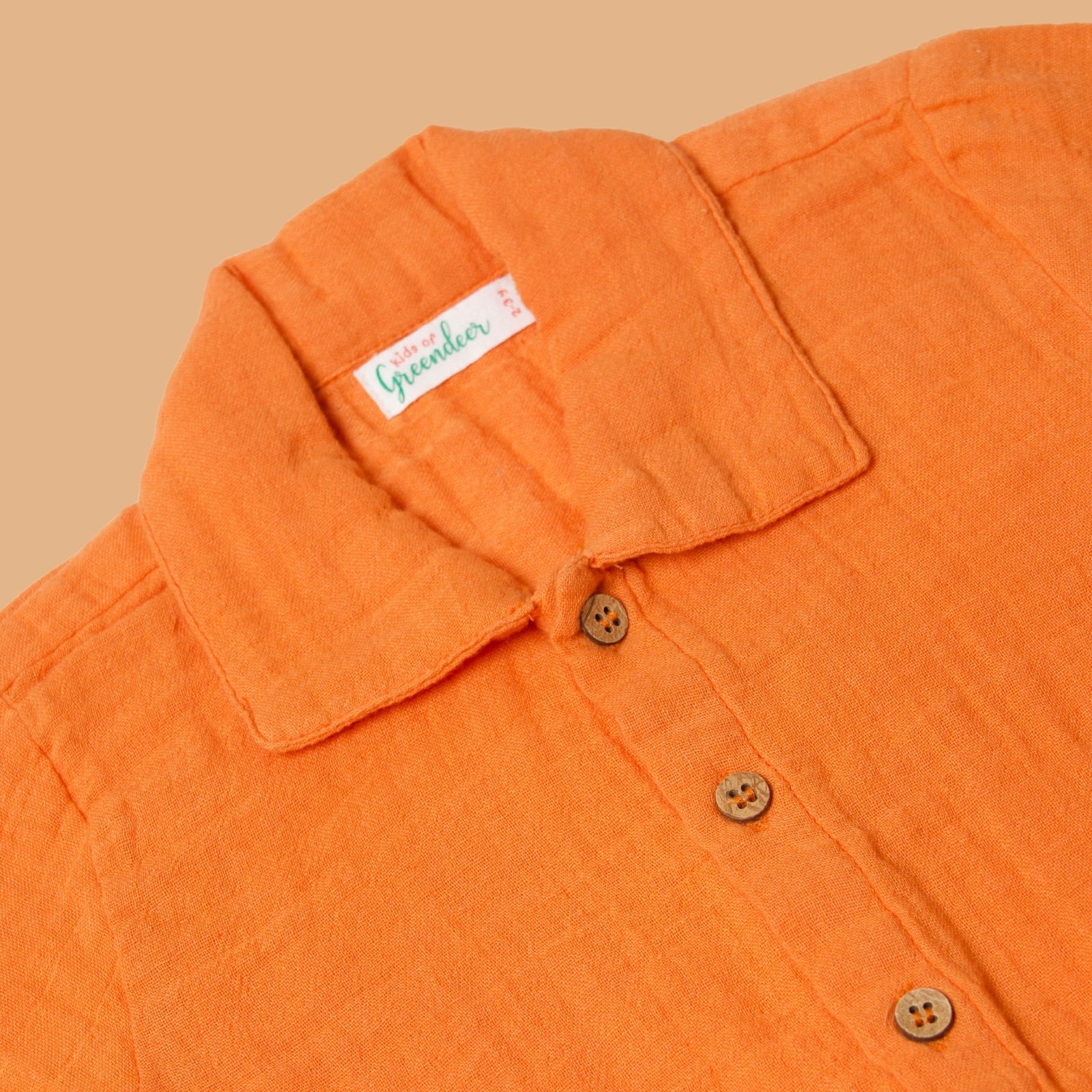 100% Cotton Resort Collar Shirt Orange
