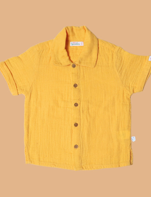 Kids of Greendeer 100% Cotton Resort Collar Shirt Yellow