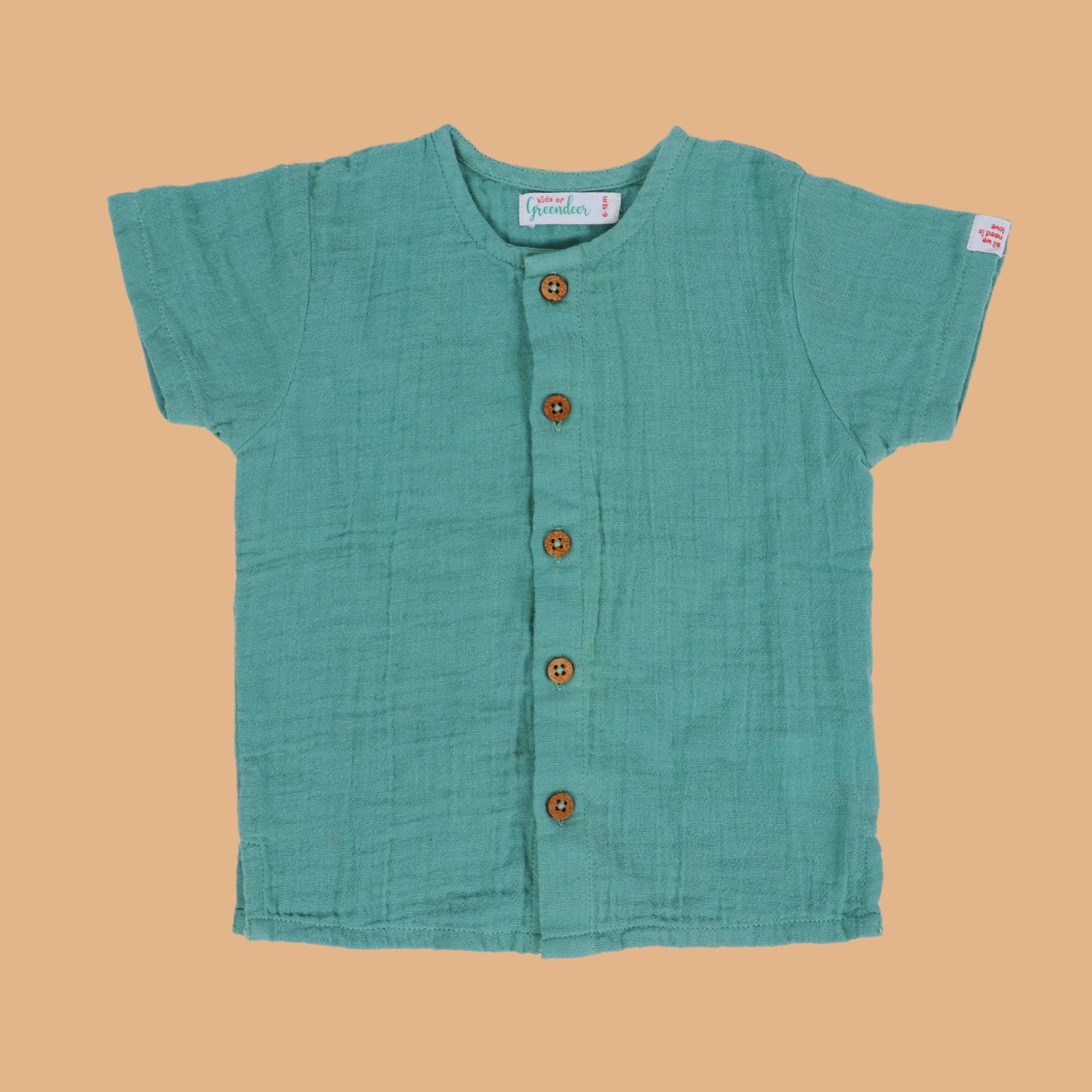Front Open 100% Cotton Resort Shirt Sea Weed