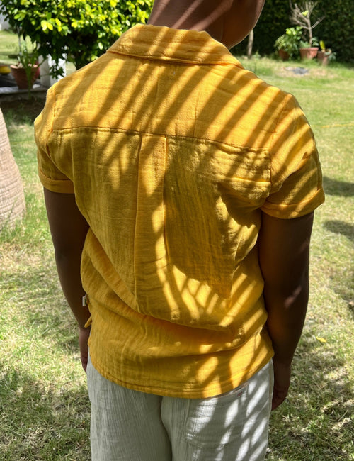 100% Cotton Resort Collar Shirt Yellow