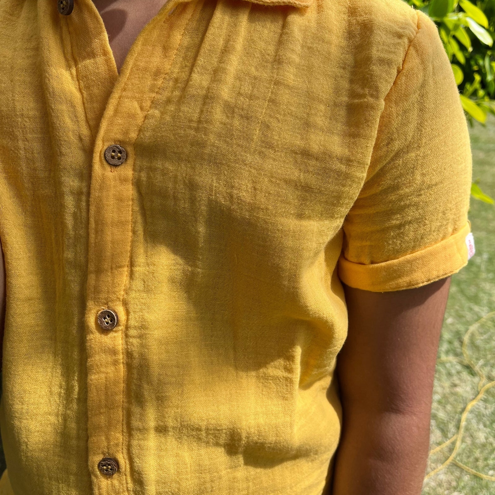 100% Cotton Resort Collar Shirt Yellow