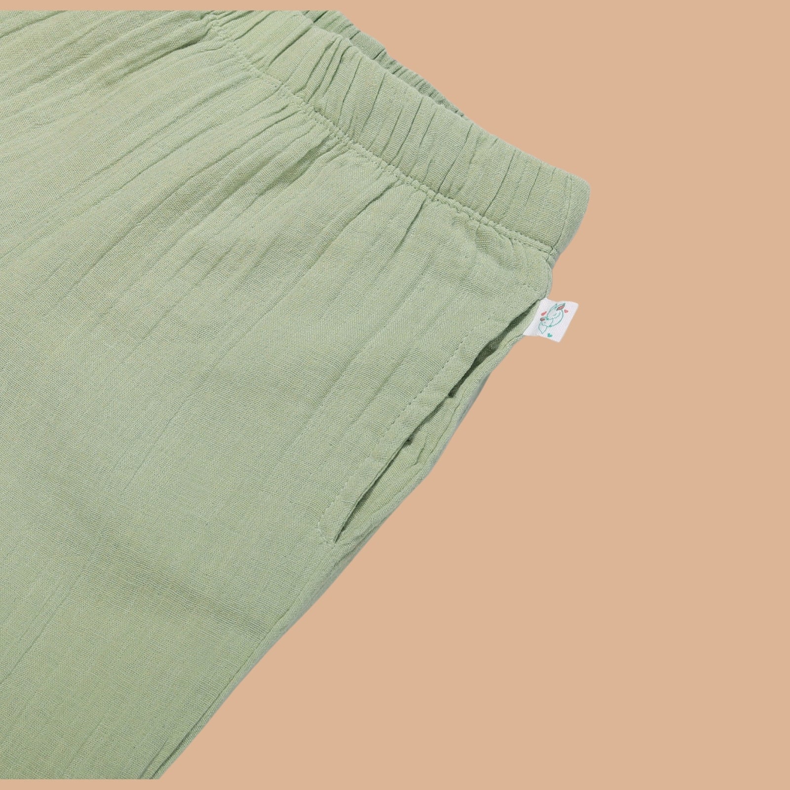 Greendeer Basil Green Crinkle Soft Double Cotton Cord Set