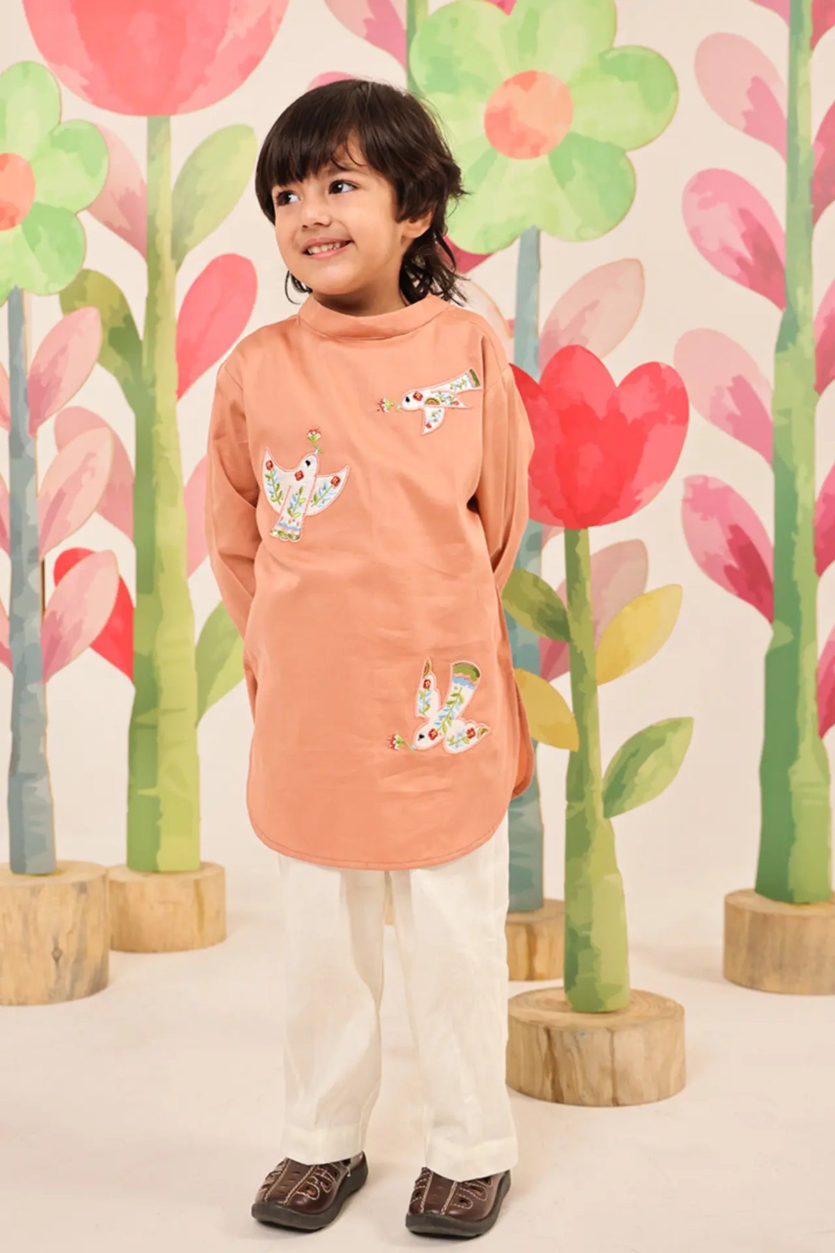 Dove Whisper Kurta Set - Peach