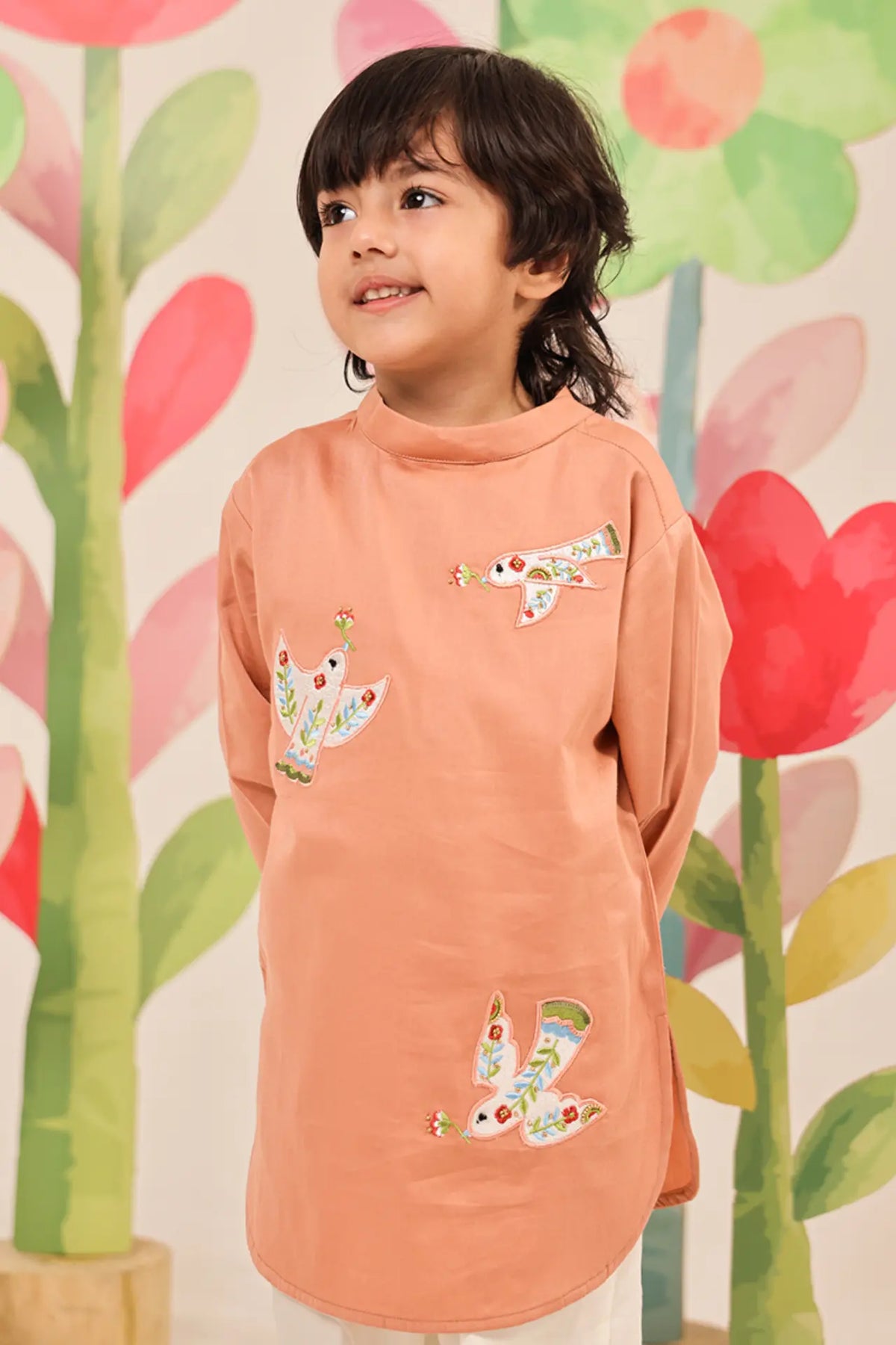 Dove Whisper Kurta Set - Peach Closeup