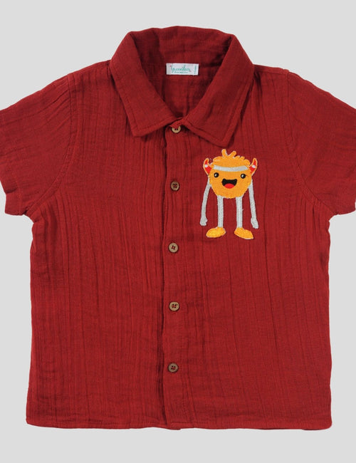 Greendeer Acko Half Sleeve Shirt - Cherry Red