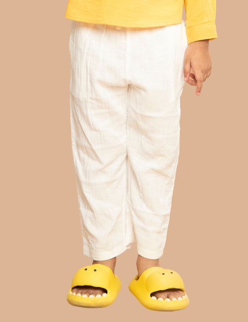 Greendeer Marigold Yellow Kurta with White Pants in Cotton