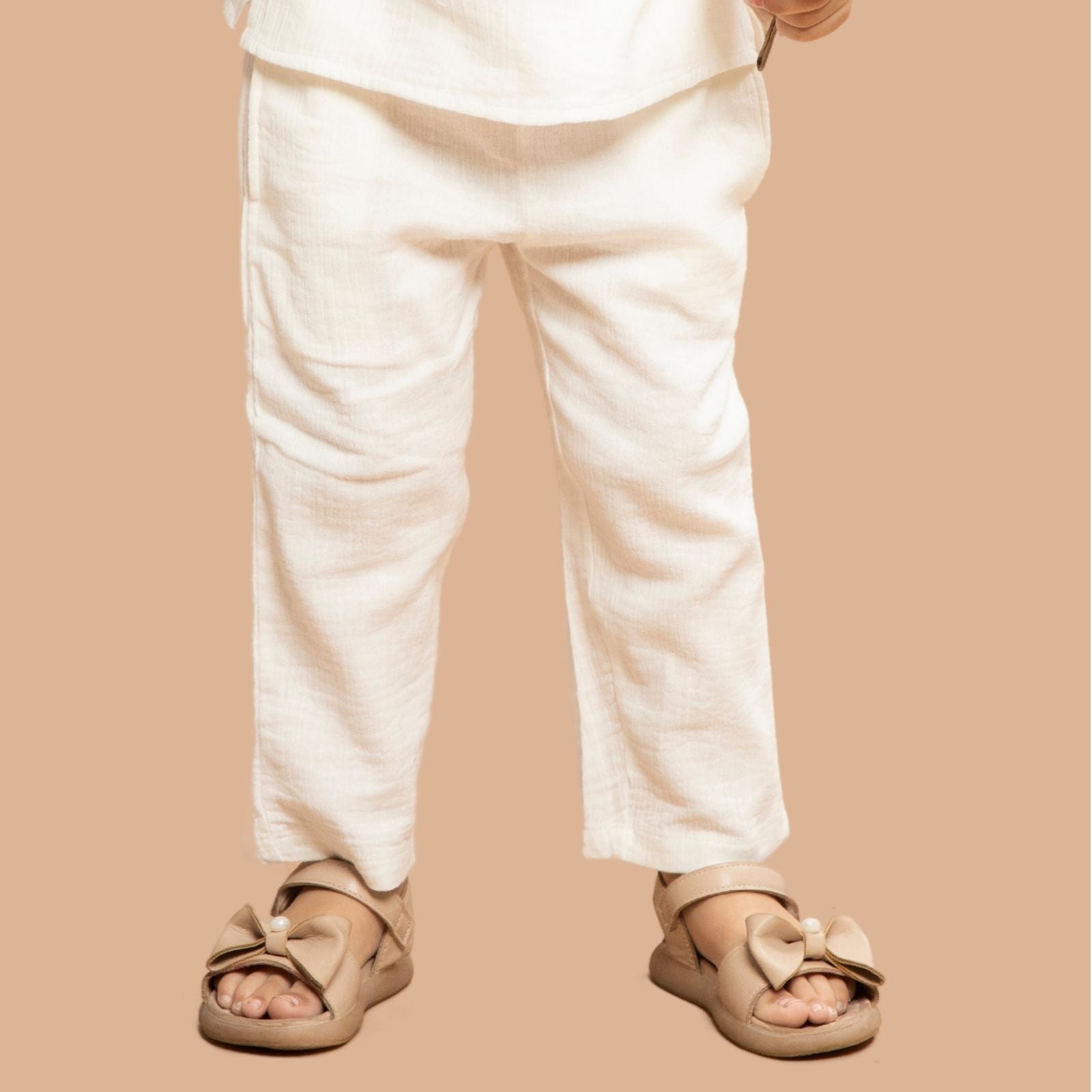 Greendeer White Kurta Shirt Cotton Cord Set