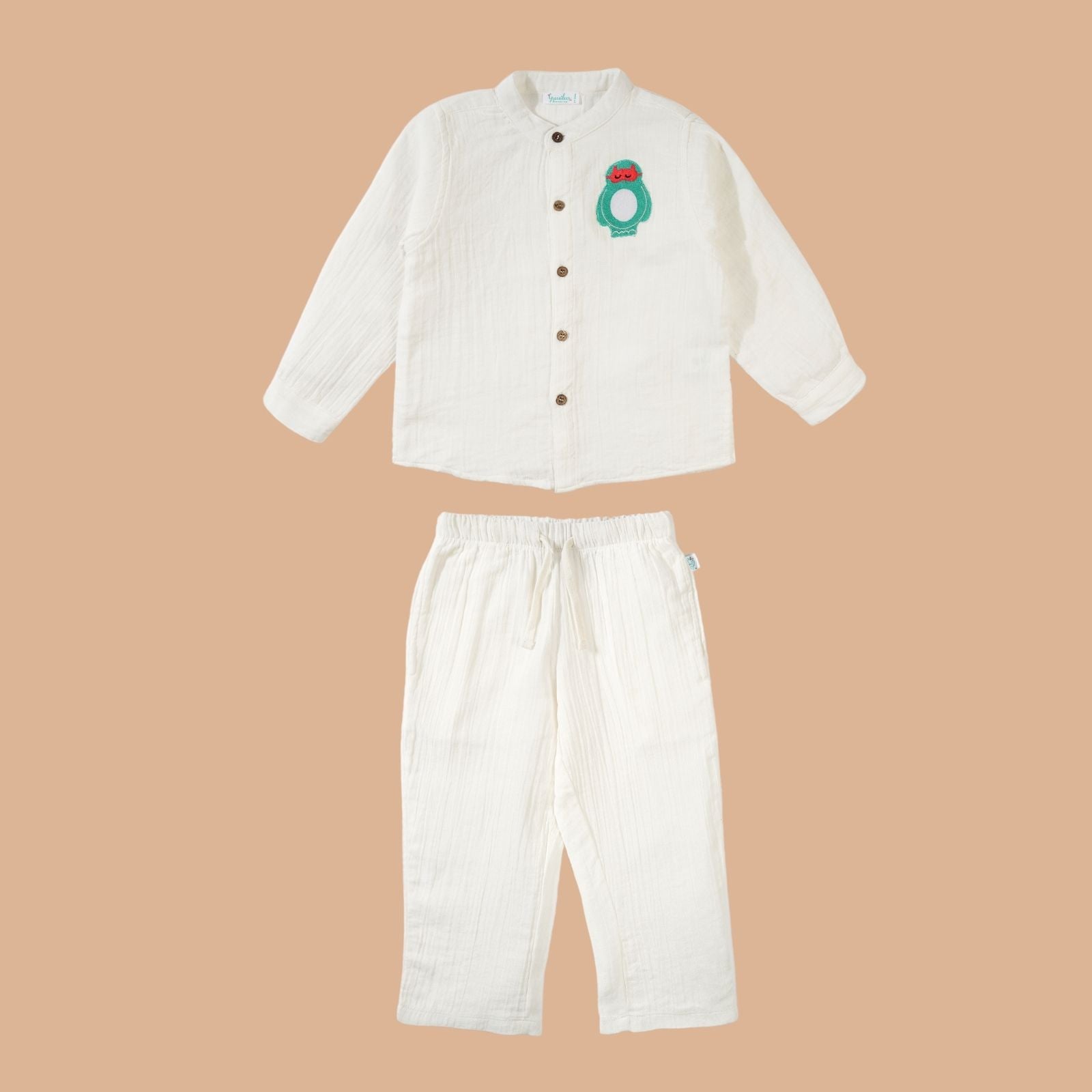 Greendeer White Shirt Cotton Cord Set