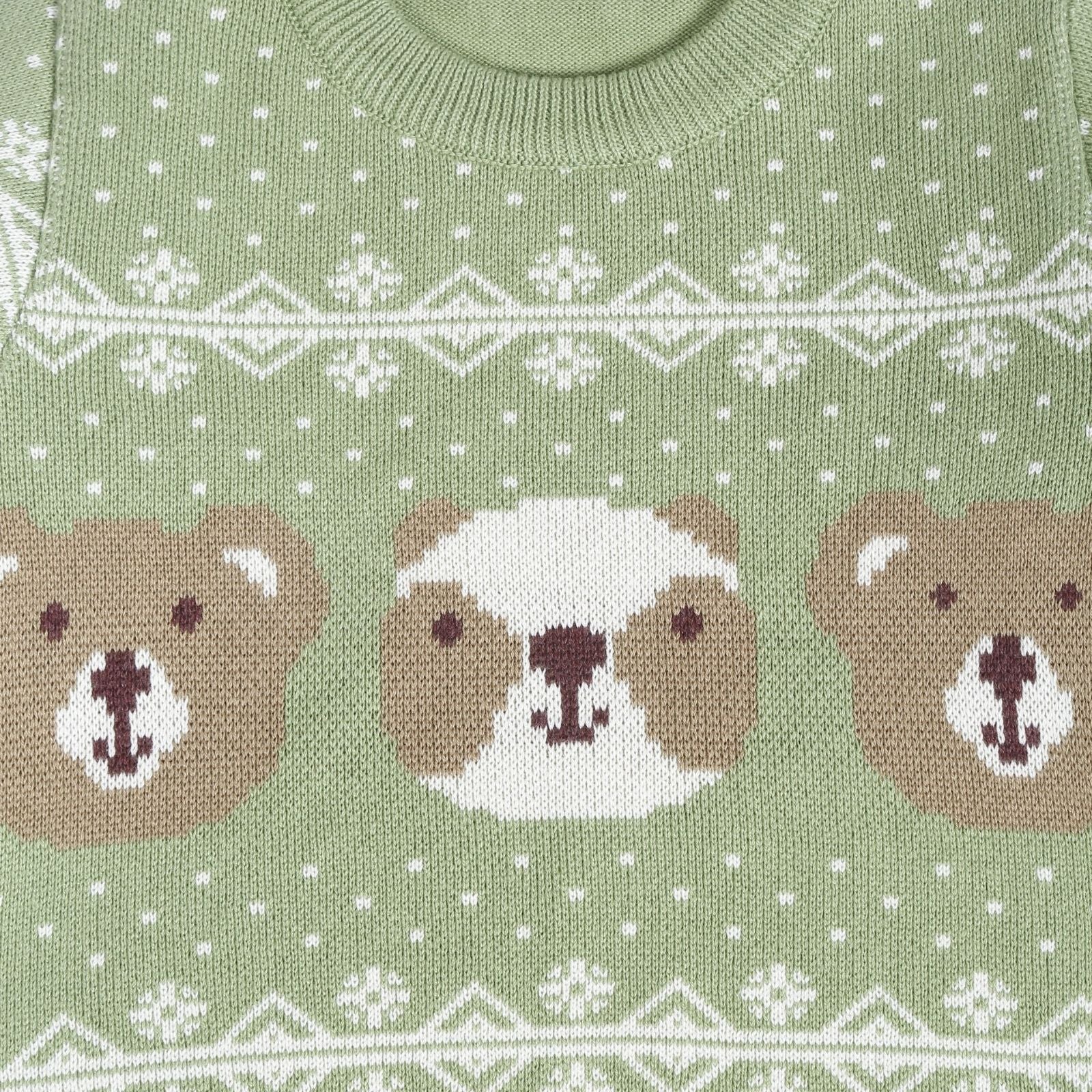 Greendeer Enchanting Bear,  Cheerful Dog & Happy Baby Animal 100% Cotton Sweater with Lower  Set of 4