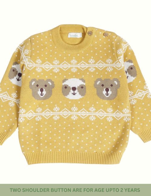 Greendeer Enchanting Bear Jacquard 100% Cotton Sweater - Mimosa Yellow