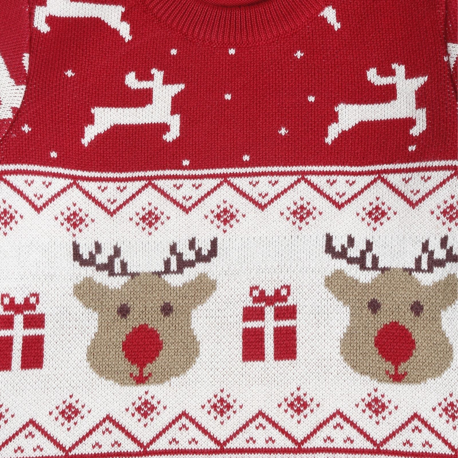 Greendeer Jaunty Reindeer & Hearth Warming Bear 100% Cotton Sweater with  Red Lower Set of 3