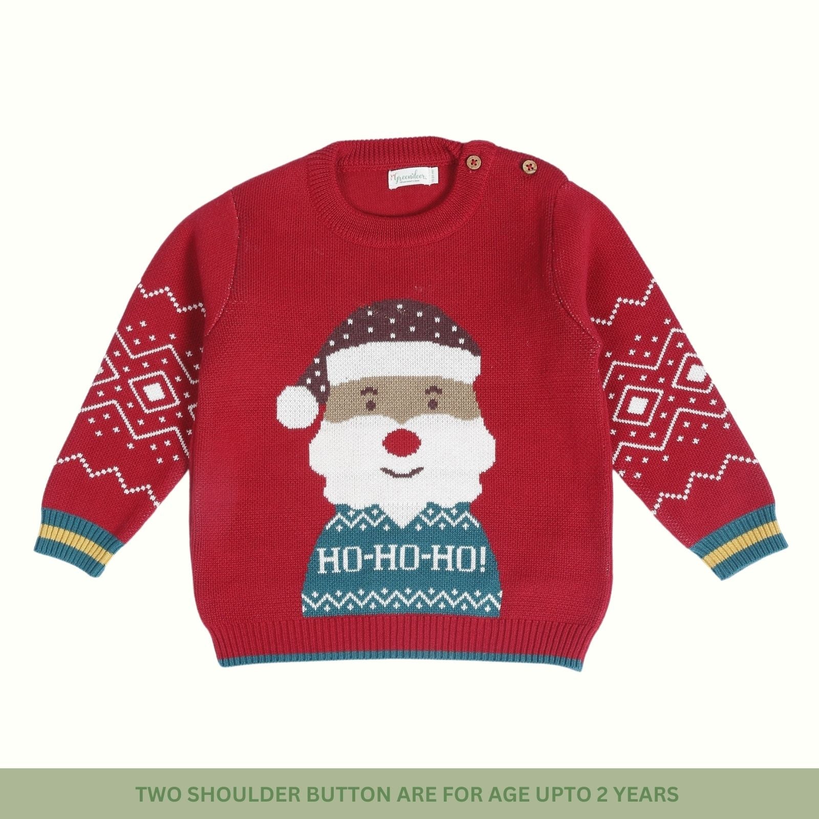 Greendeer Santa & Jaunty Reindeer 100% Cotton Sweater with Lower Set of 4