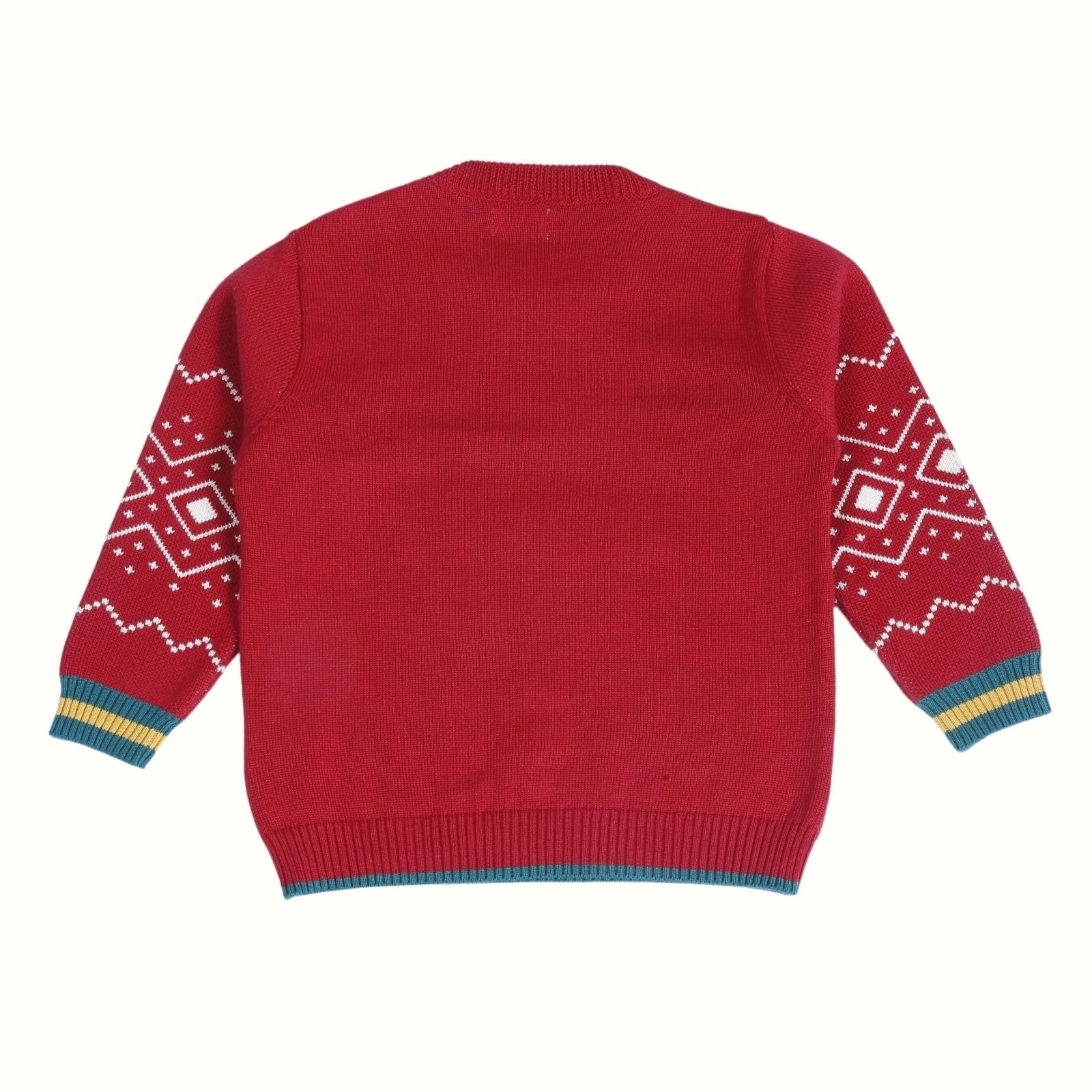 Greendeer Santa Jacquard 100% Cotton Sweater - Cherry Red