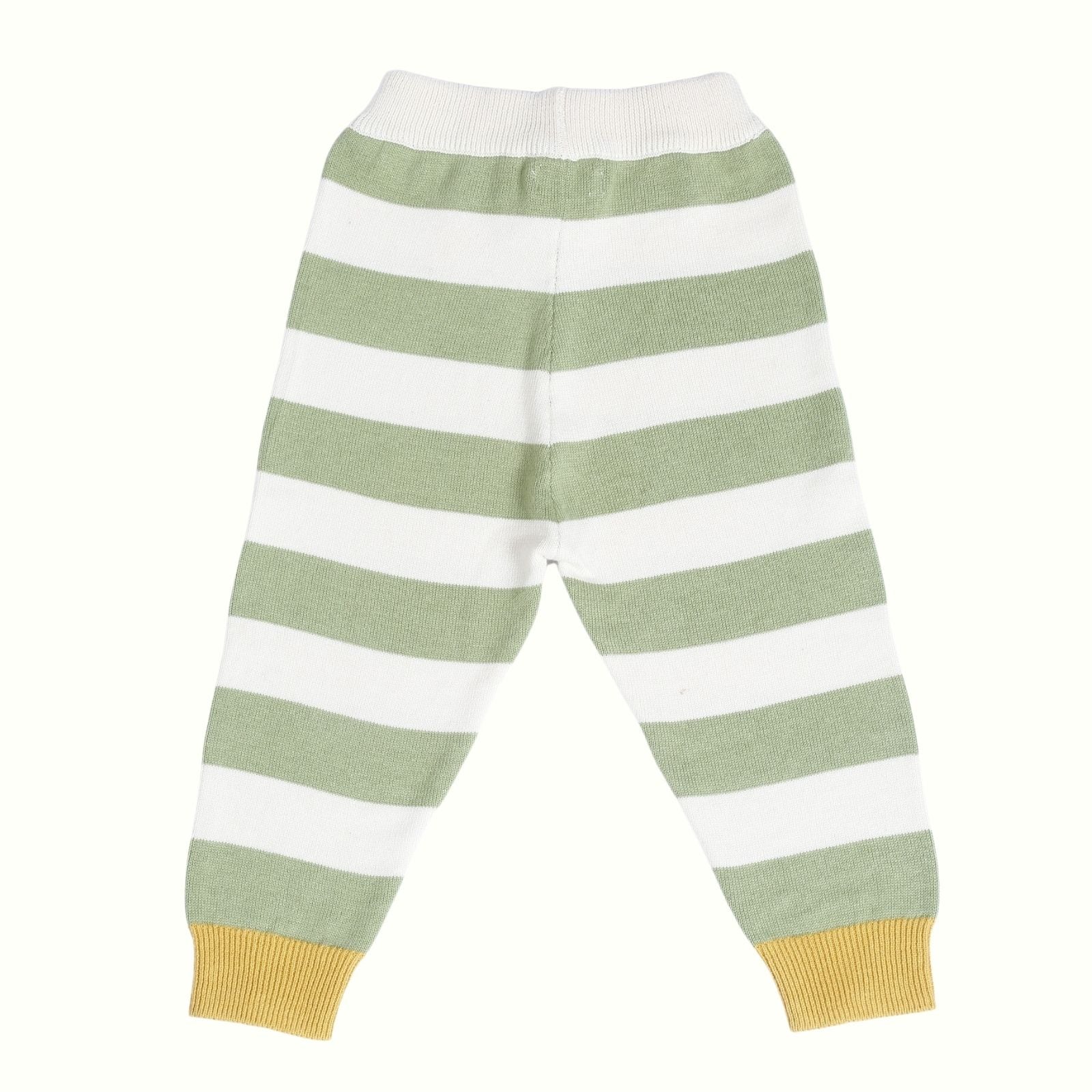 Greendeer Yellow & Green Stripe 100% Cotton Diaper Lowers Set of 2