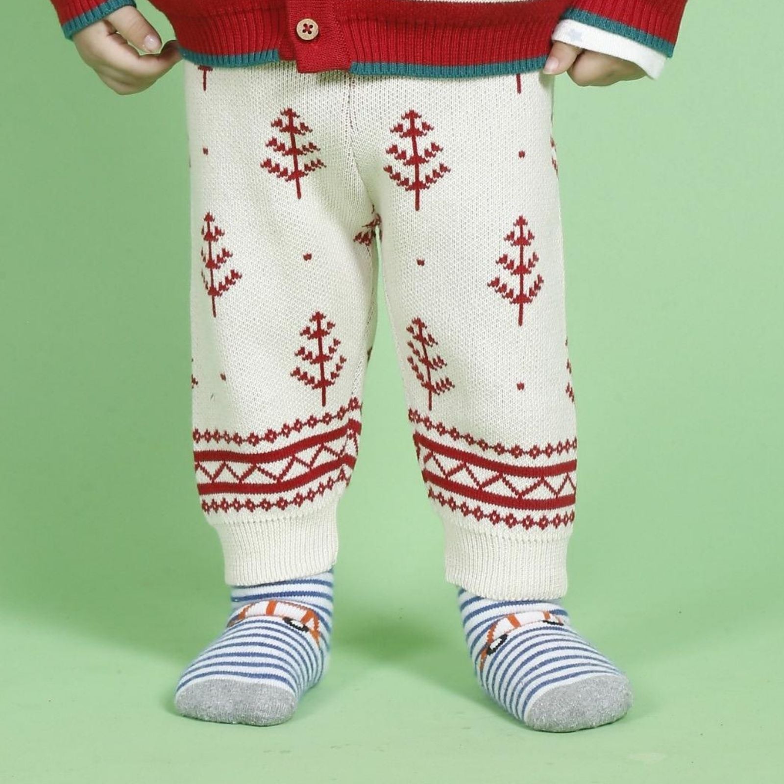 Greendeer Joyful Reindeer & Hearth Warming Bear 100% Cotton Sweater with Lower Set of 3