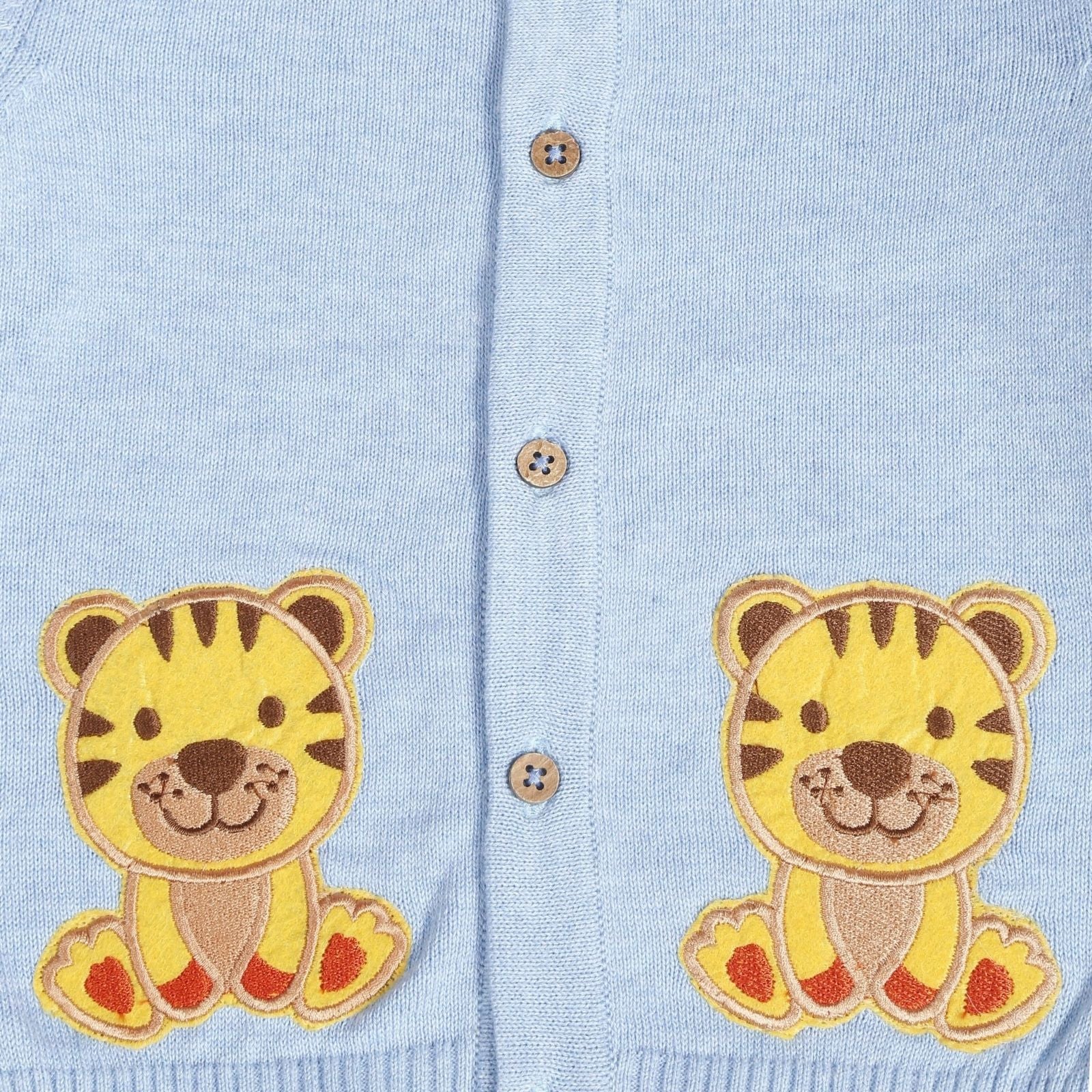 Greendeer Soulful Tiger Patch 100% Cotton Sweater with Lower - Baby Blue - Set of 2