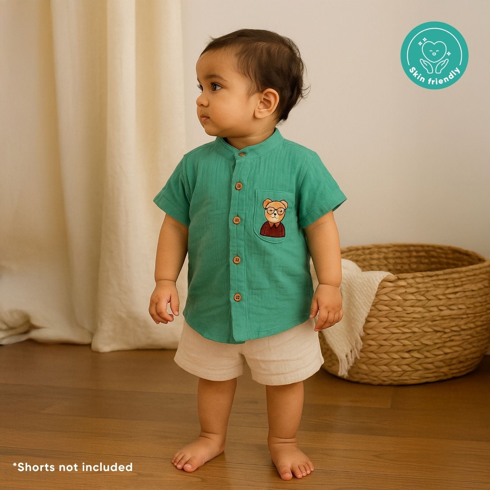 Eco Cotton Baby Shirt – Prewashed Muslin, Gentle & Soft