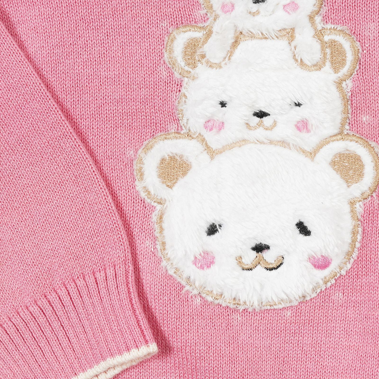 Adorable Bear Family  Sweater - Melange Pink